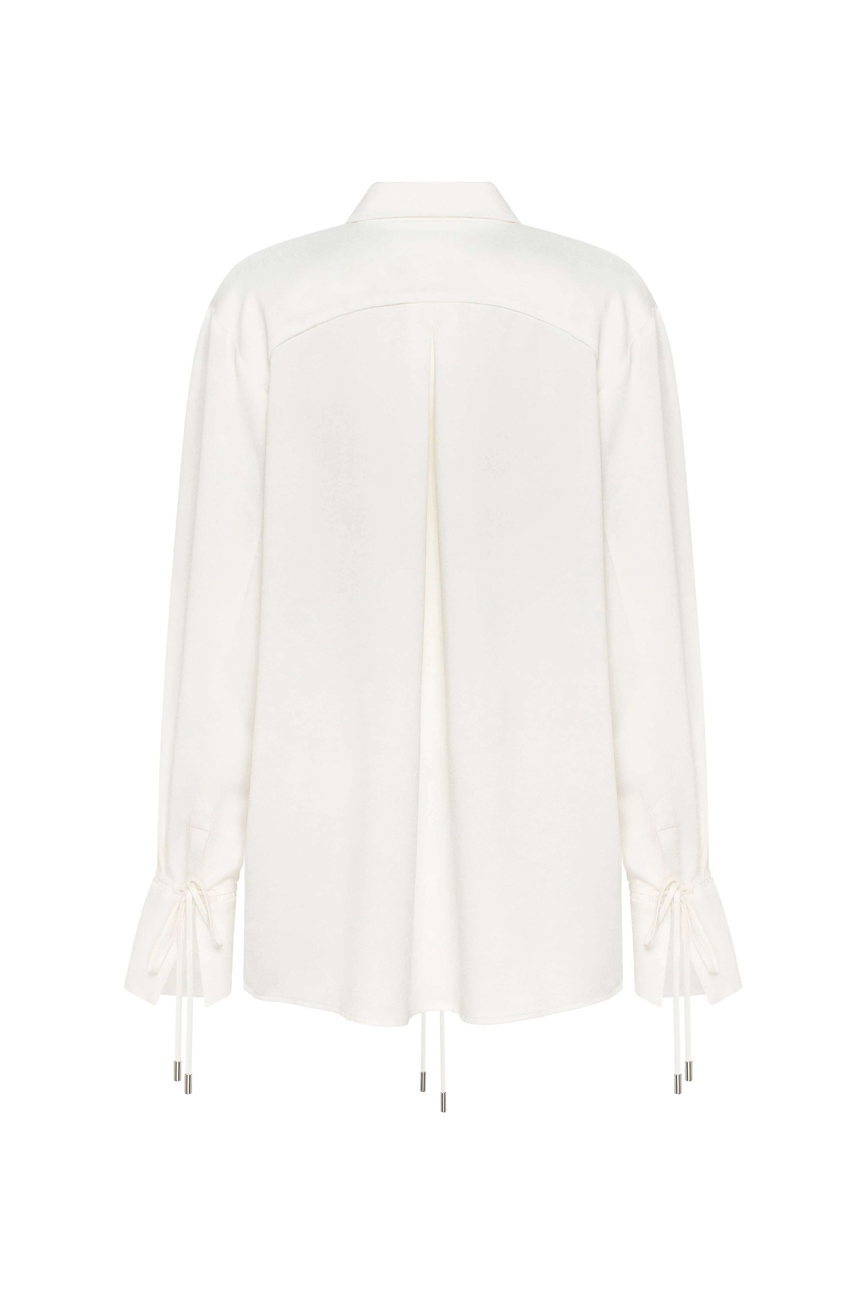 Front-tie satin blouse in white, Xo Xo - Image 4