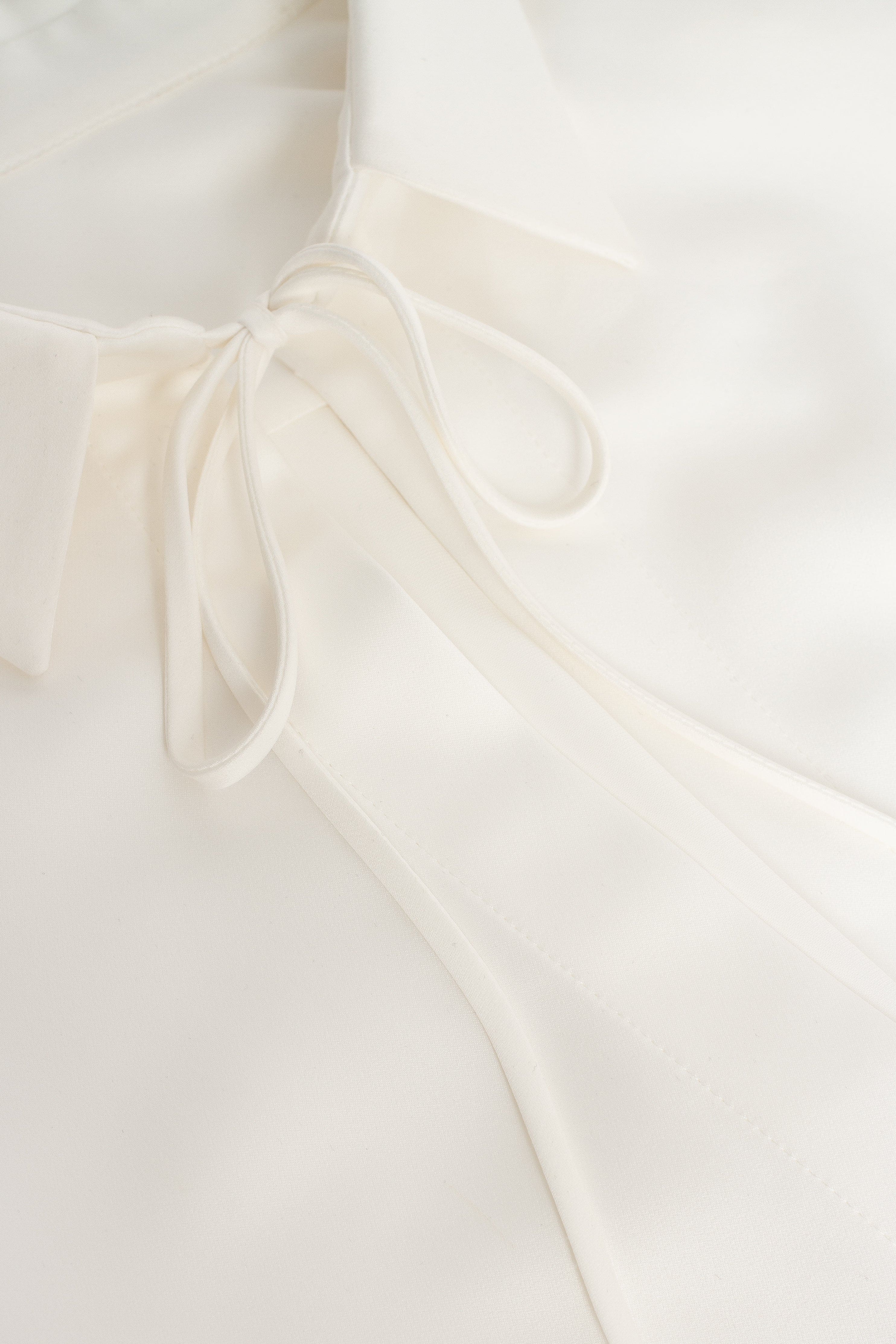 Front-tie satin blouse in white, Xo Xo - Image 6