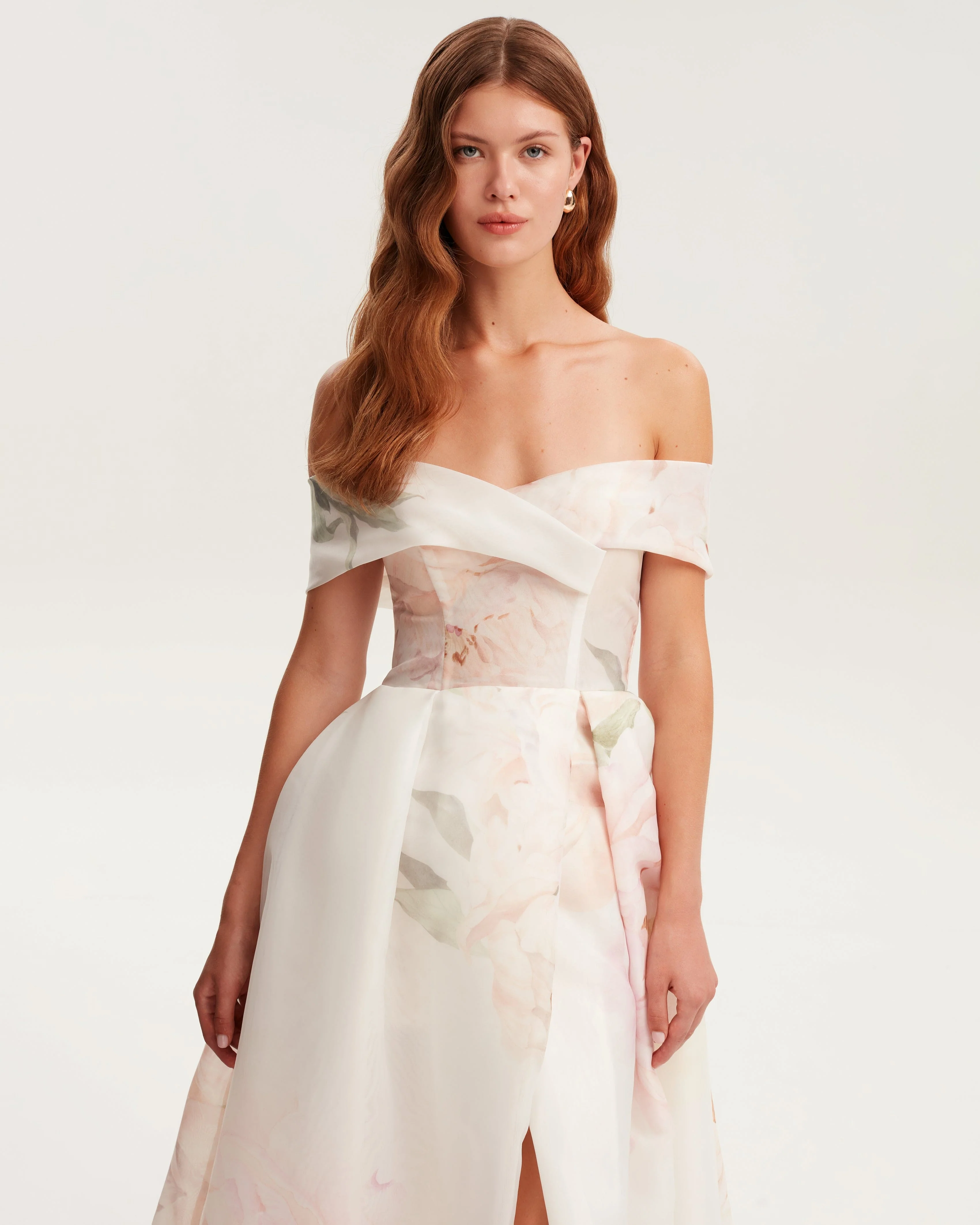 Gorgeous pink peony off-the-shoulder maxi dress, Garden of Eden - Image 5