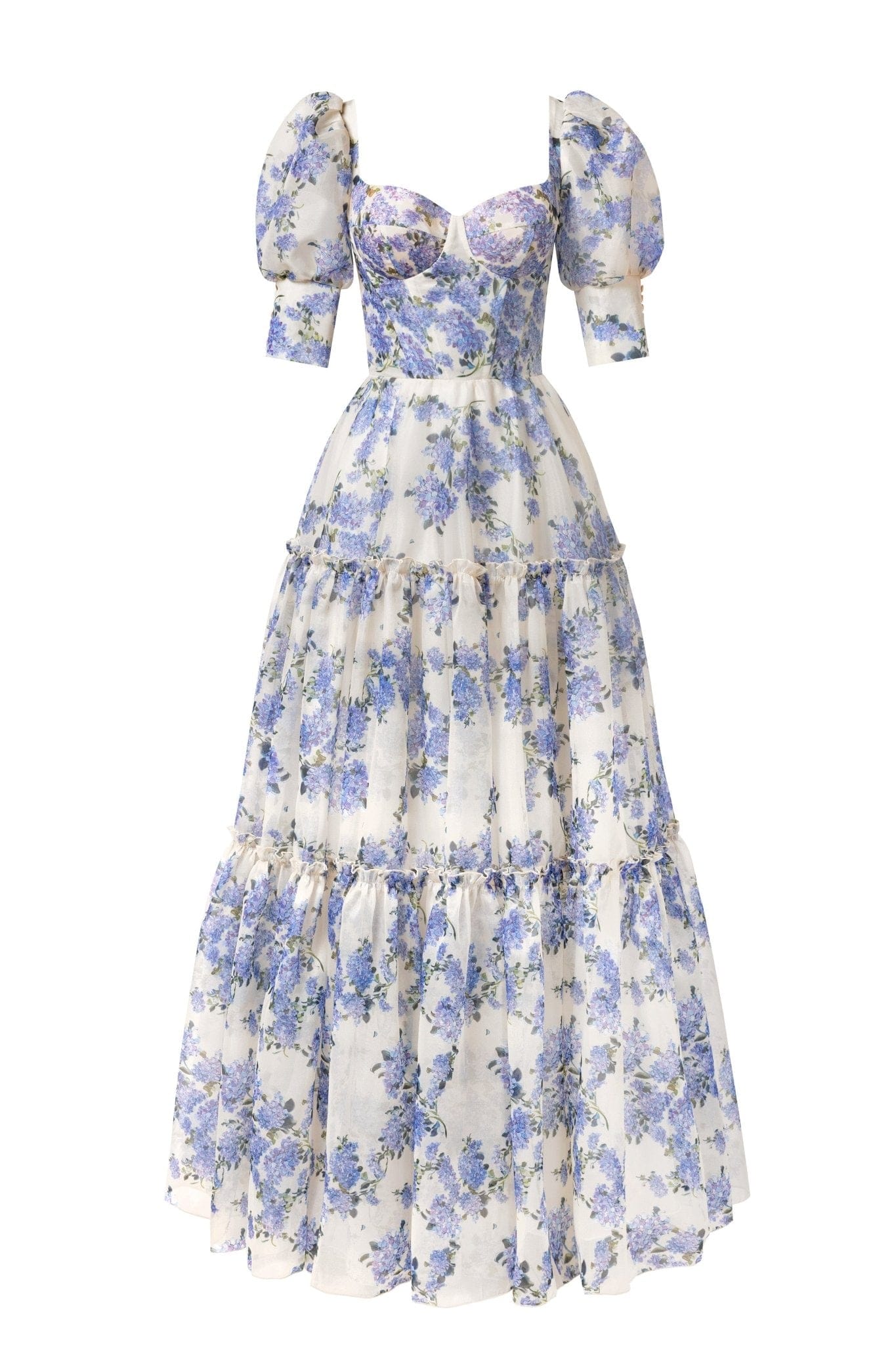 Hydrangea Feminine voluminous sheer sleeves dress - Image 2