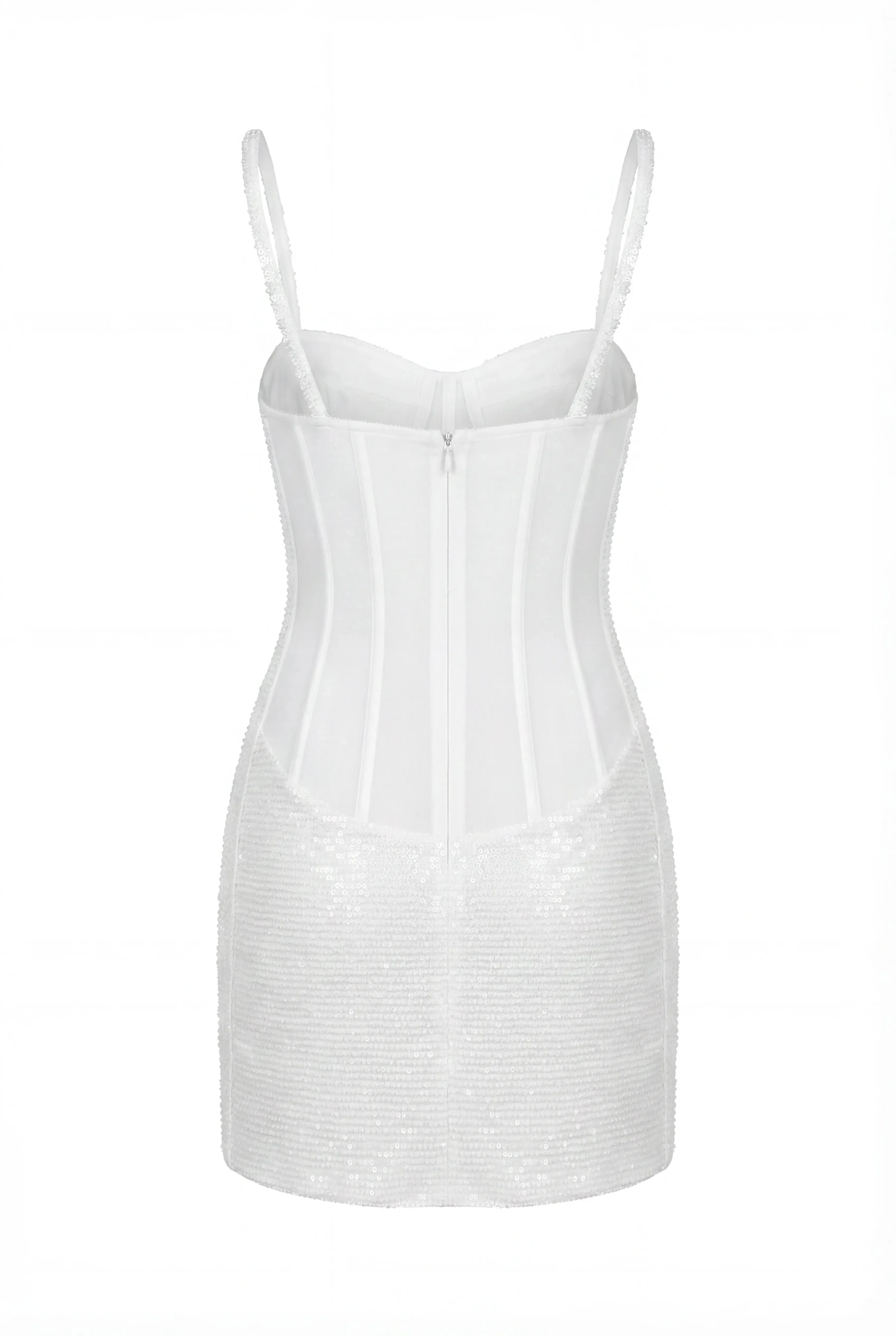 Ivory Corset Mini Dress with Sequins - Image 4