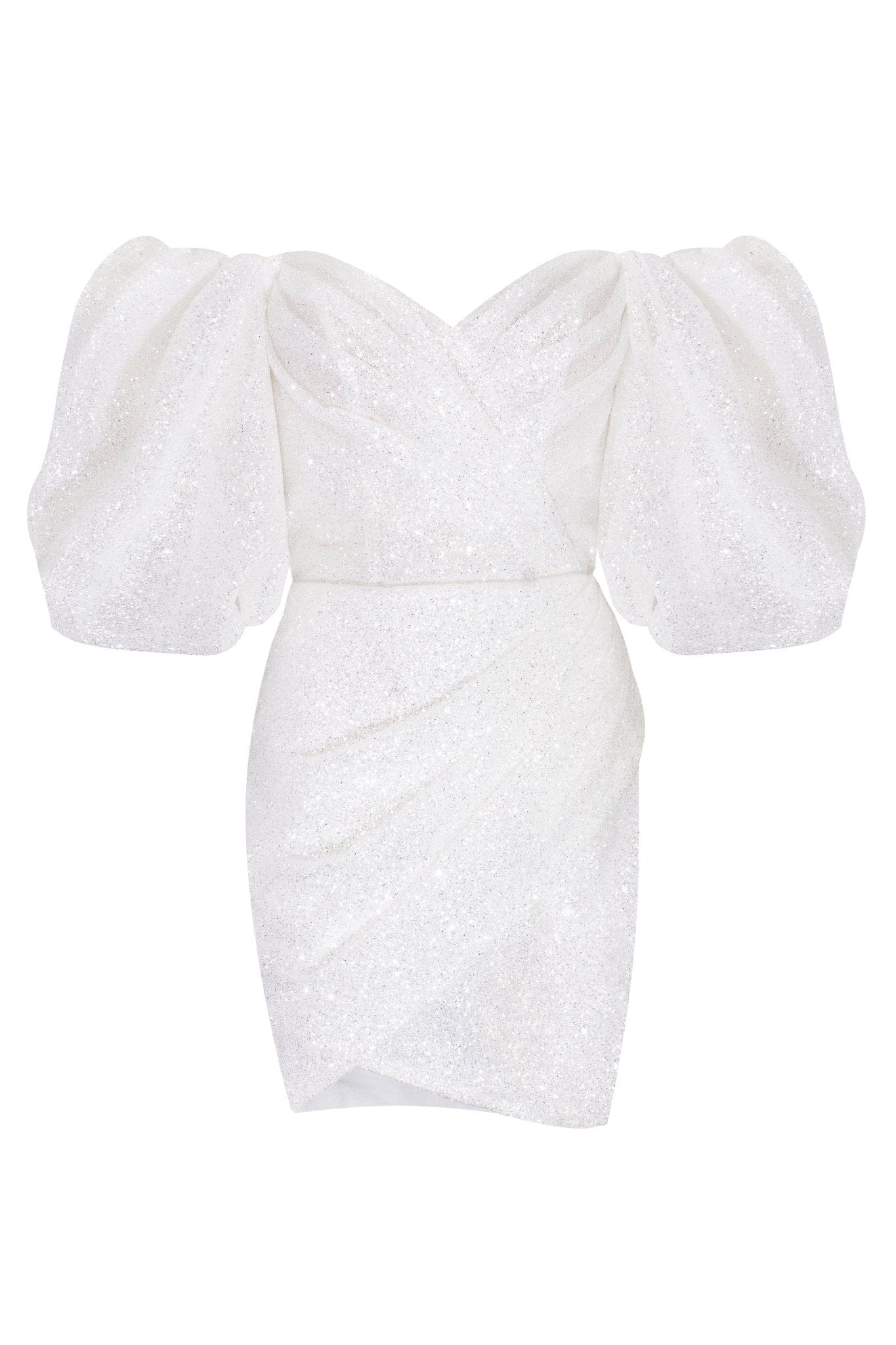 White Cute mini dress with doll sleeves - Image 2