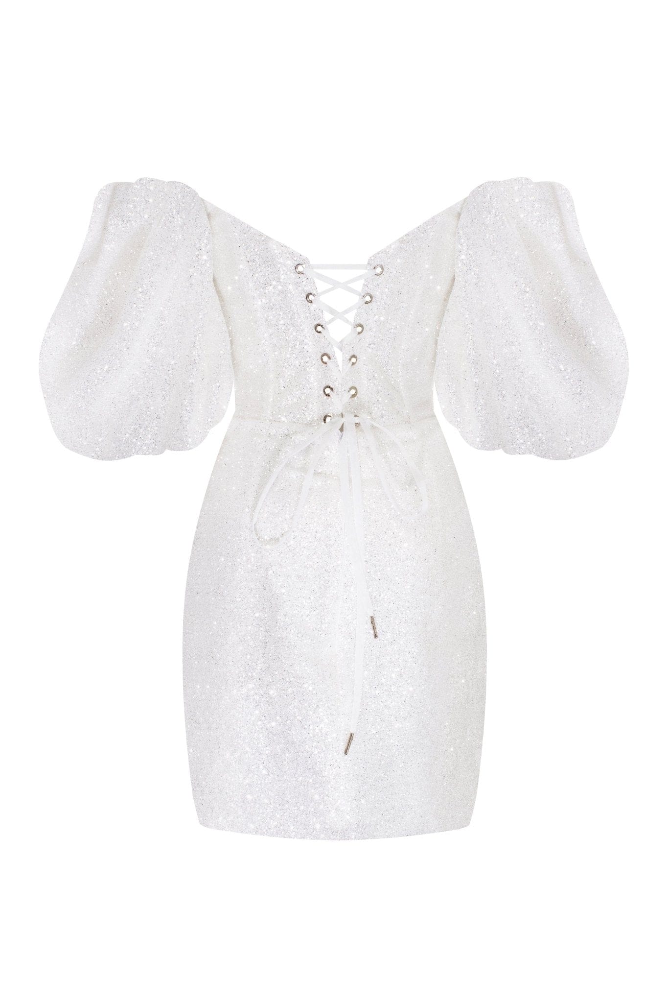 White Cute mini dress with doll sleeves - Image 4