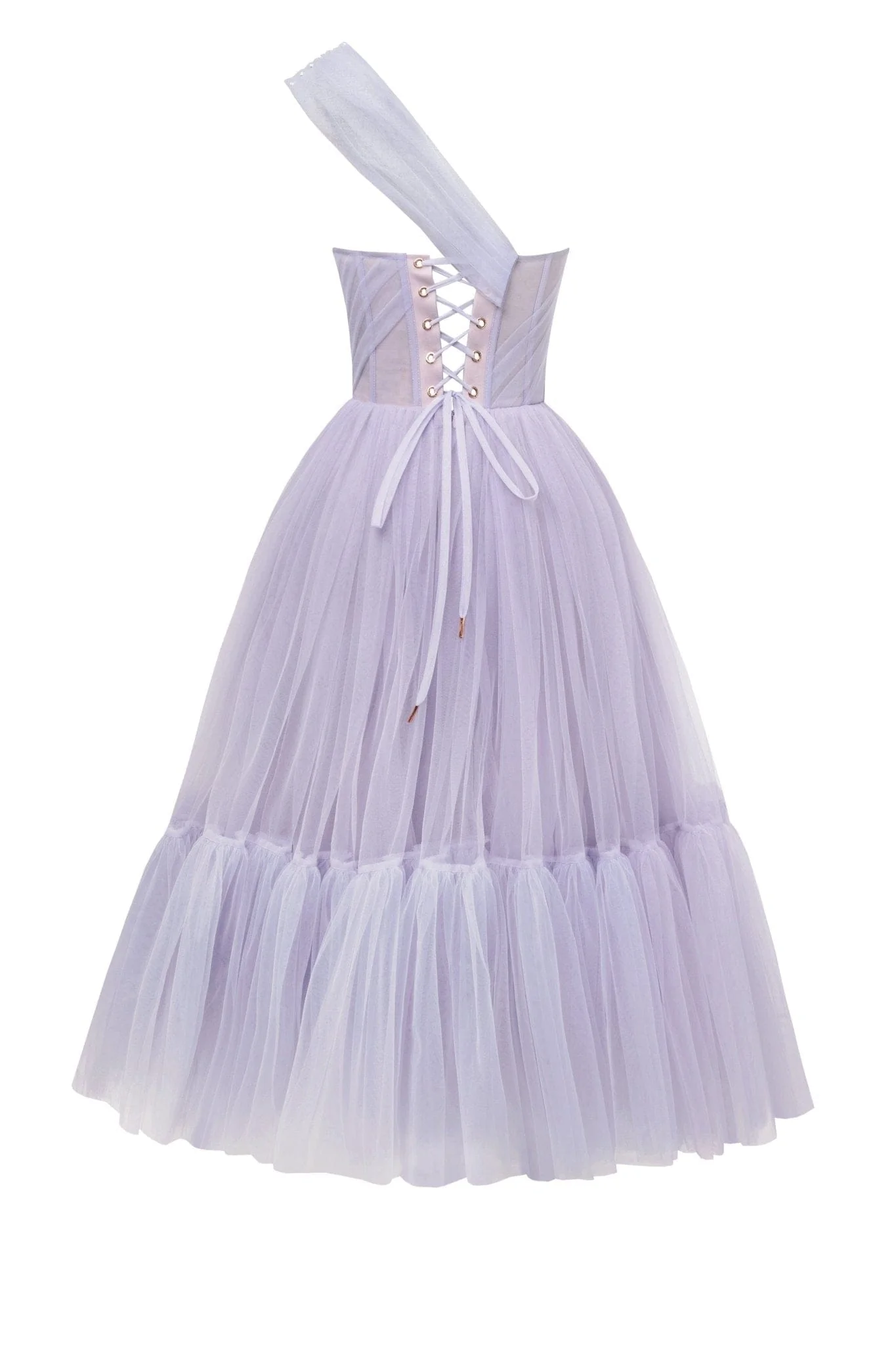Lavender One-Shoulder Cocktail Tulle Dress - Image 4