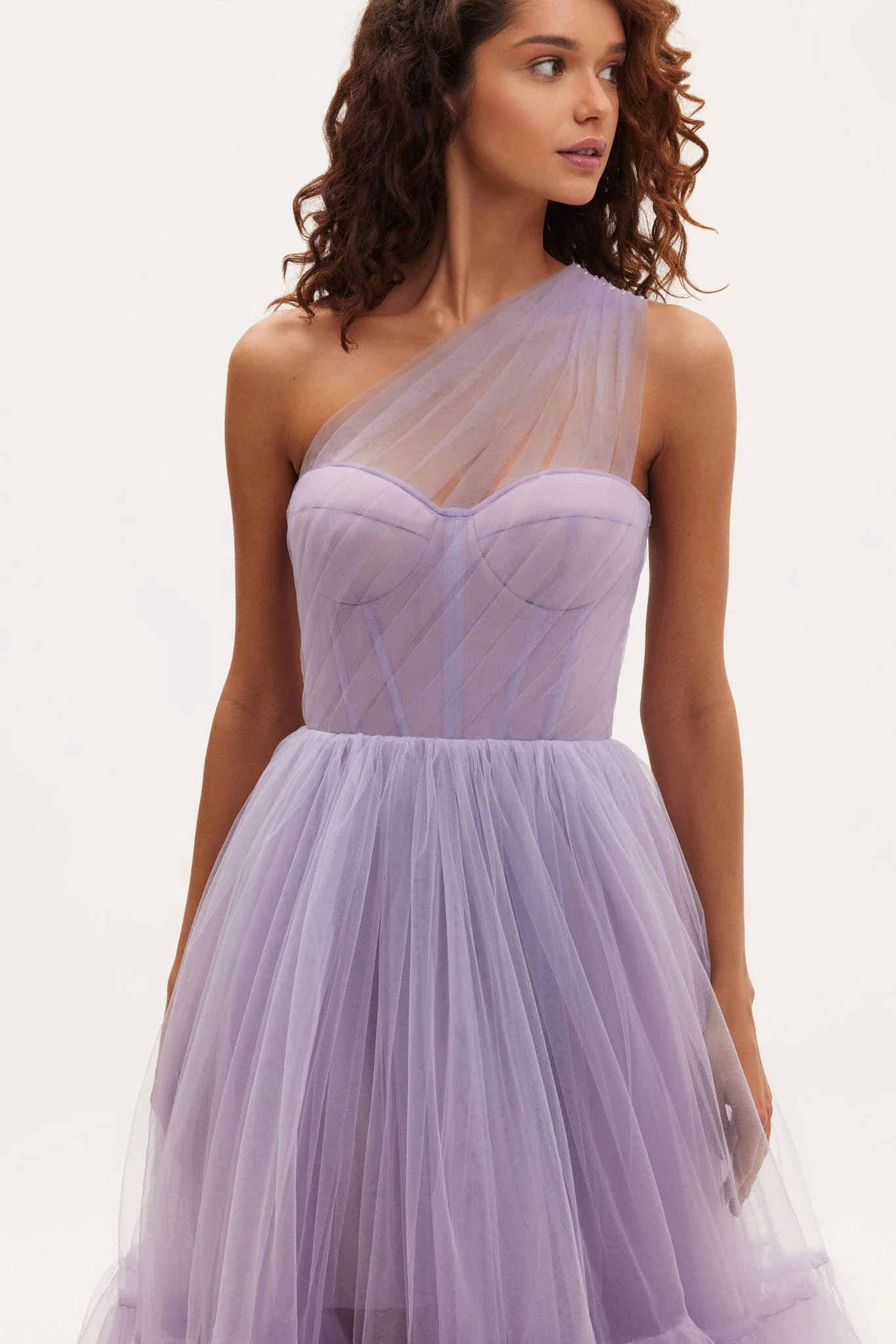 Lavender One-Shoulder Cocktail Tulle Dress - Image 5