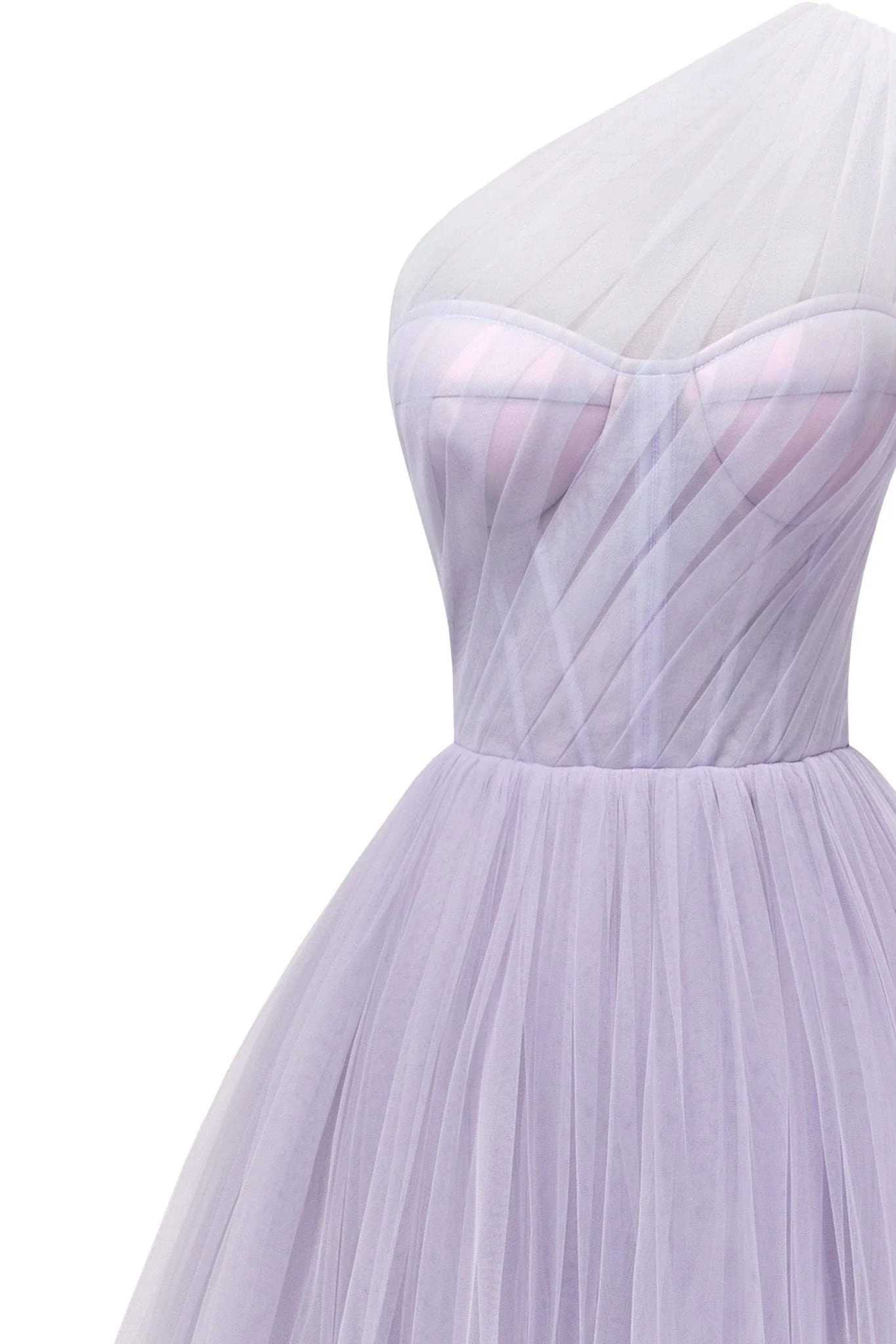 Lavender One-Shoulder Cocktail Tulle Dress - Image 6
