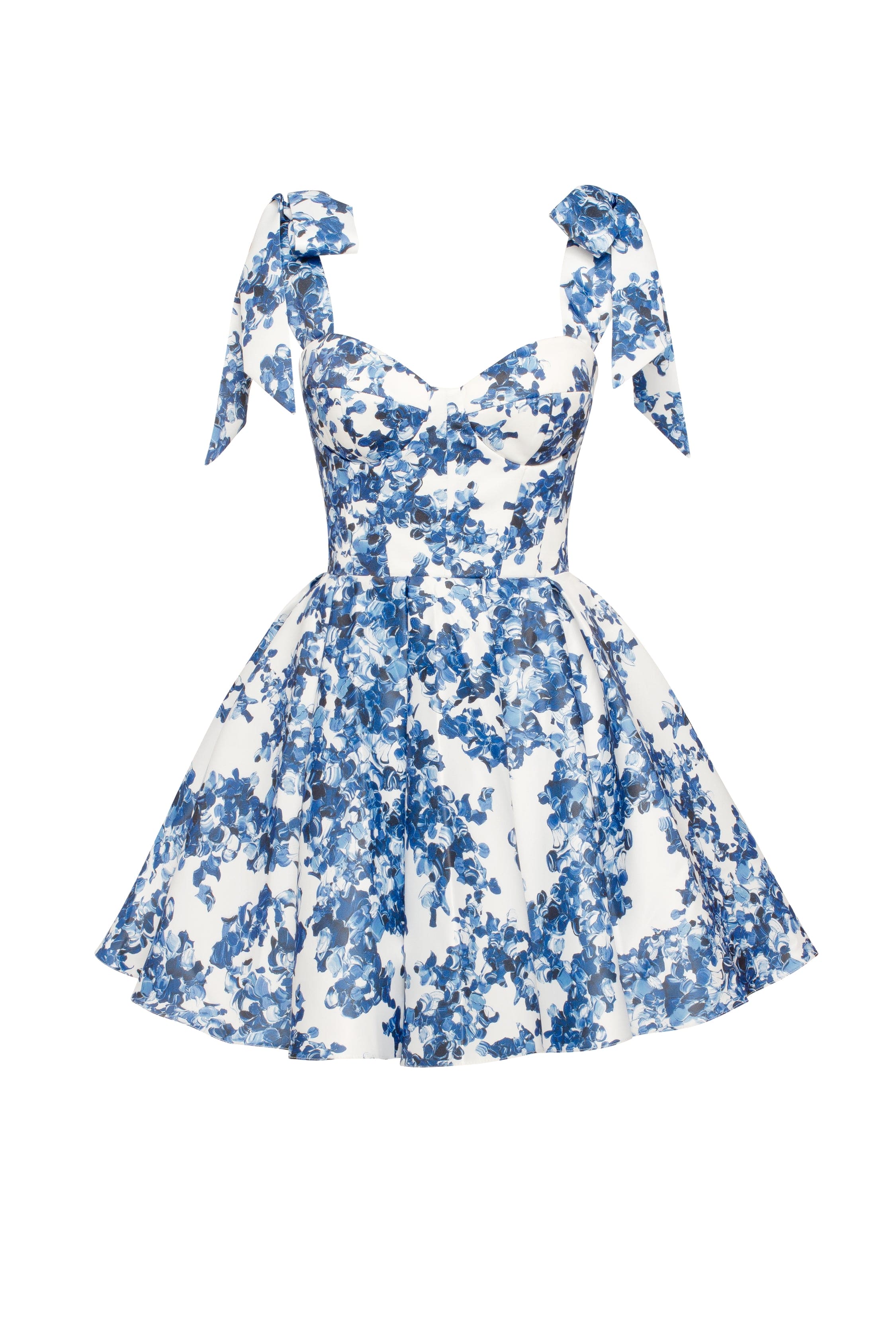 Marvelous blue hydrangea mini dress on straps, Garden of Eden - Image 2