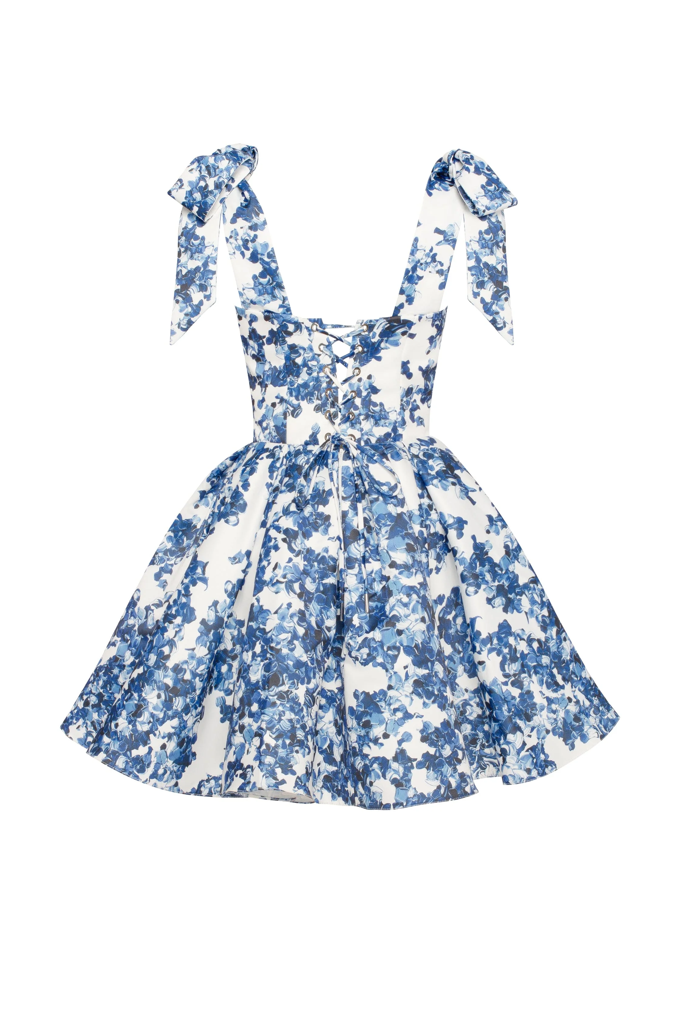 Marvelous blue hydrangea mini dress on straps, Garden of Eden - Image 4