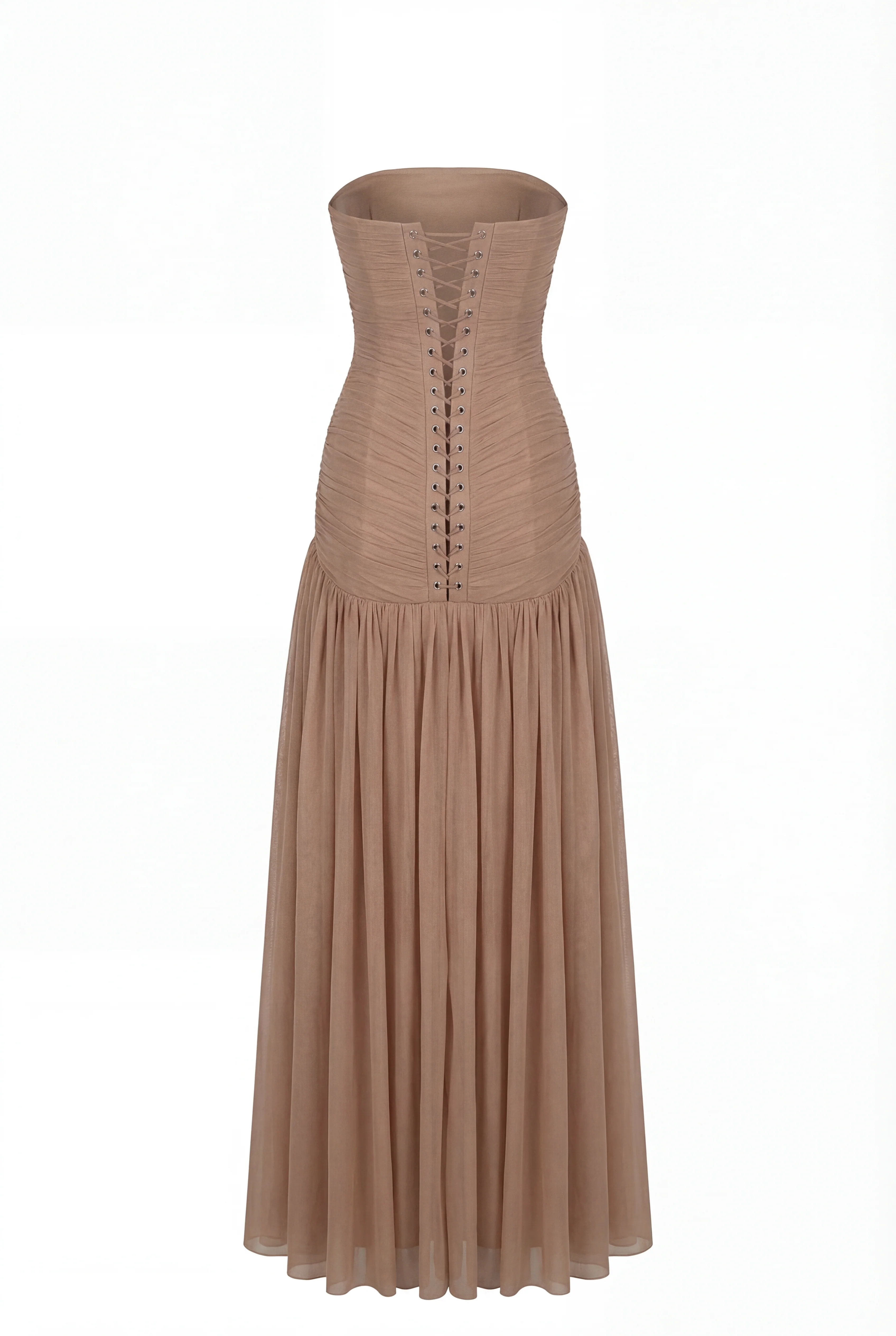 Maxi Dress in Italian Mesh with Corset Bodice - Image 4