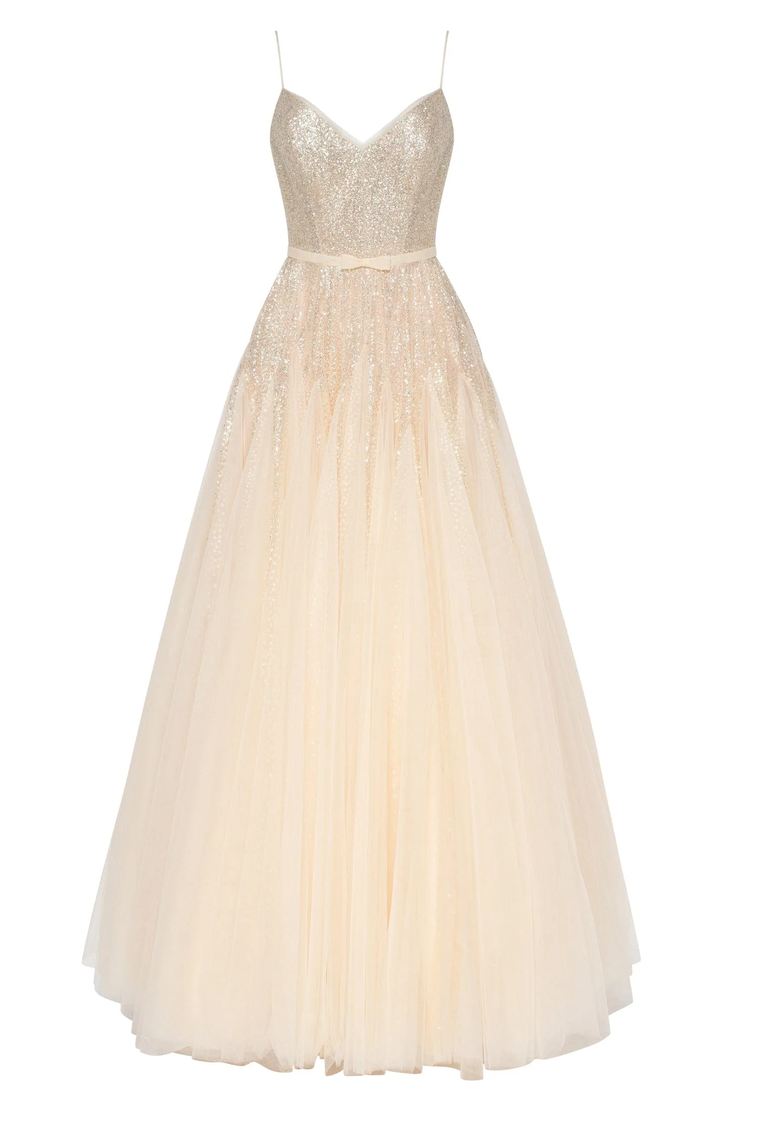 Melon Fitted maxi tulle dress sprinkled with glitter - Image 2