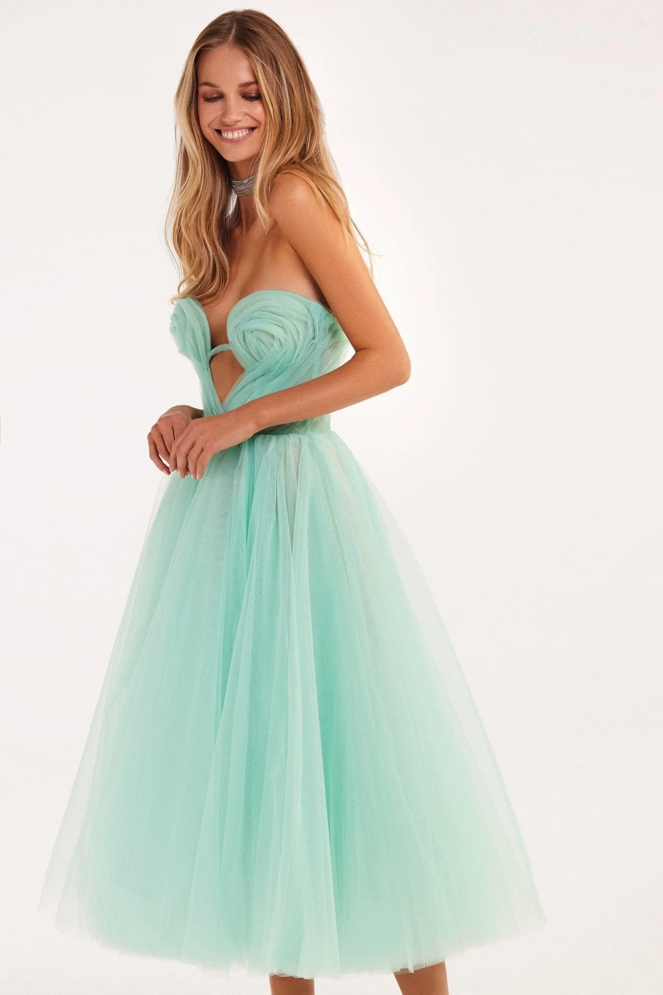 Mint green tender midi tulle dress - Image 7
