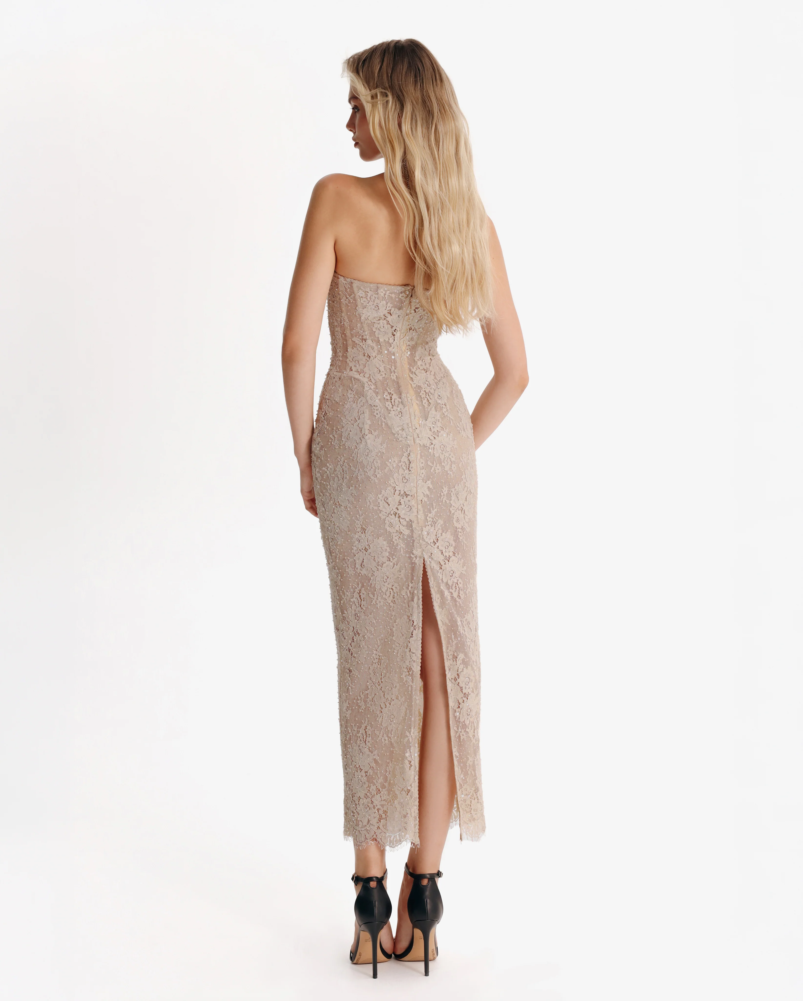 Nude lace corset maxi dress - Image 3