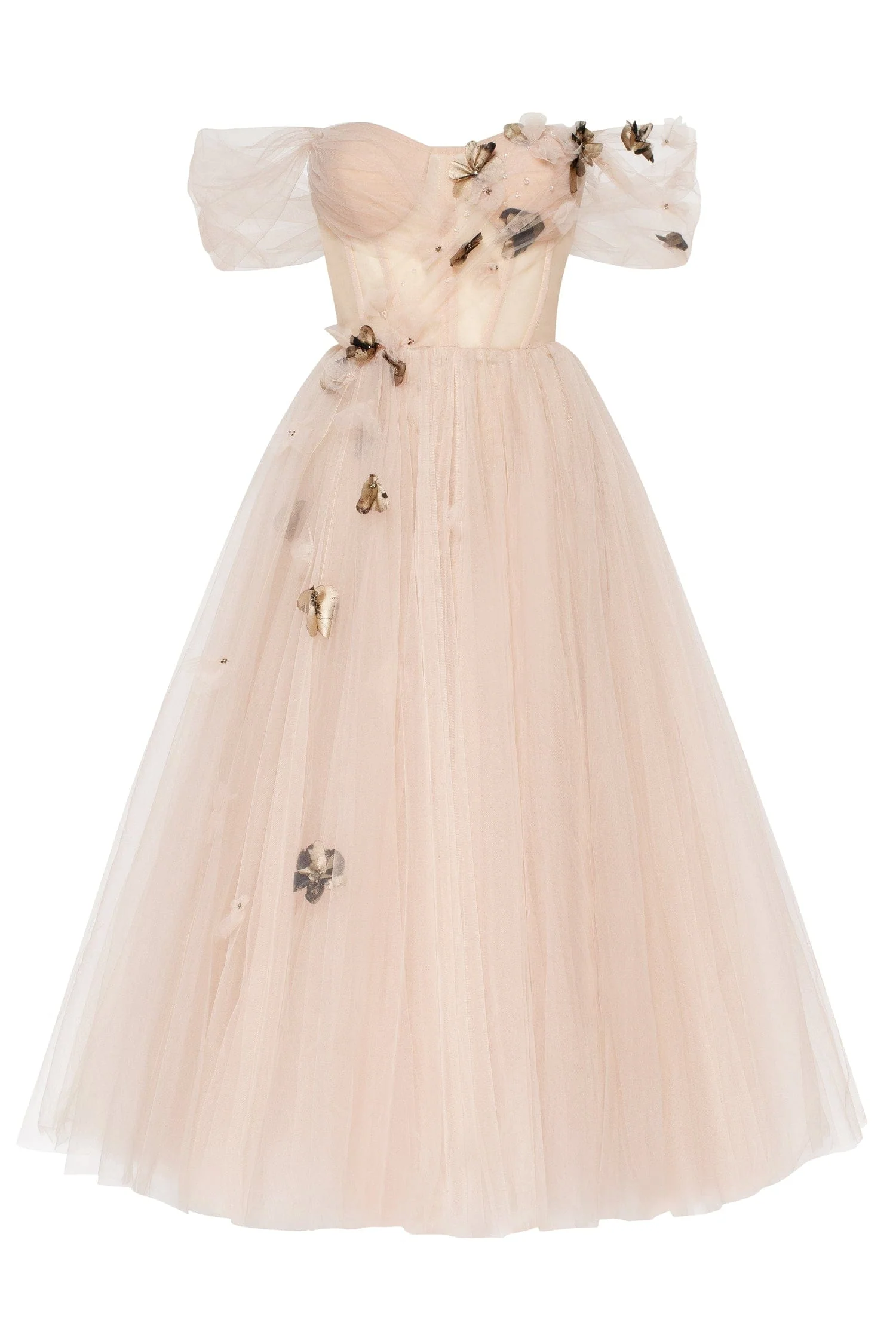 Off-the-shoulder midi gown with the tender embellishment - Image 2