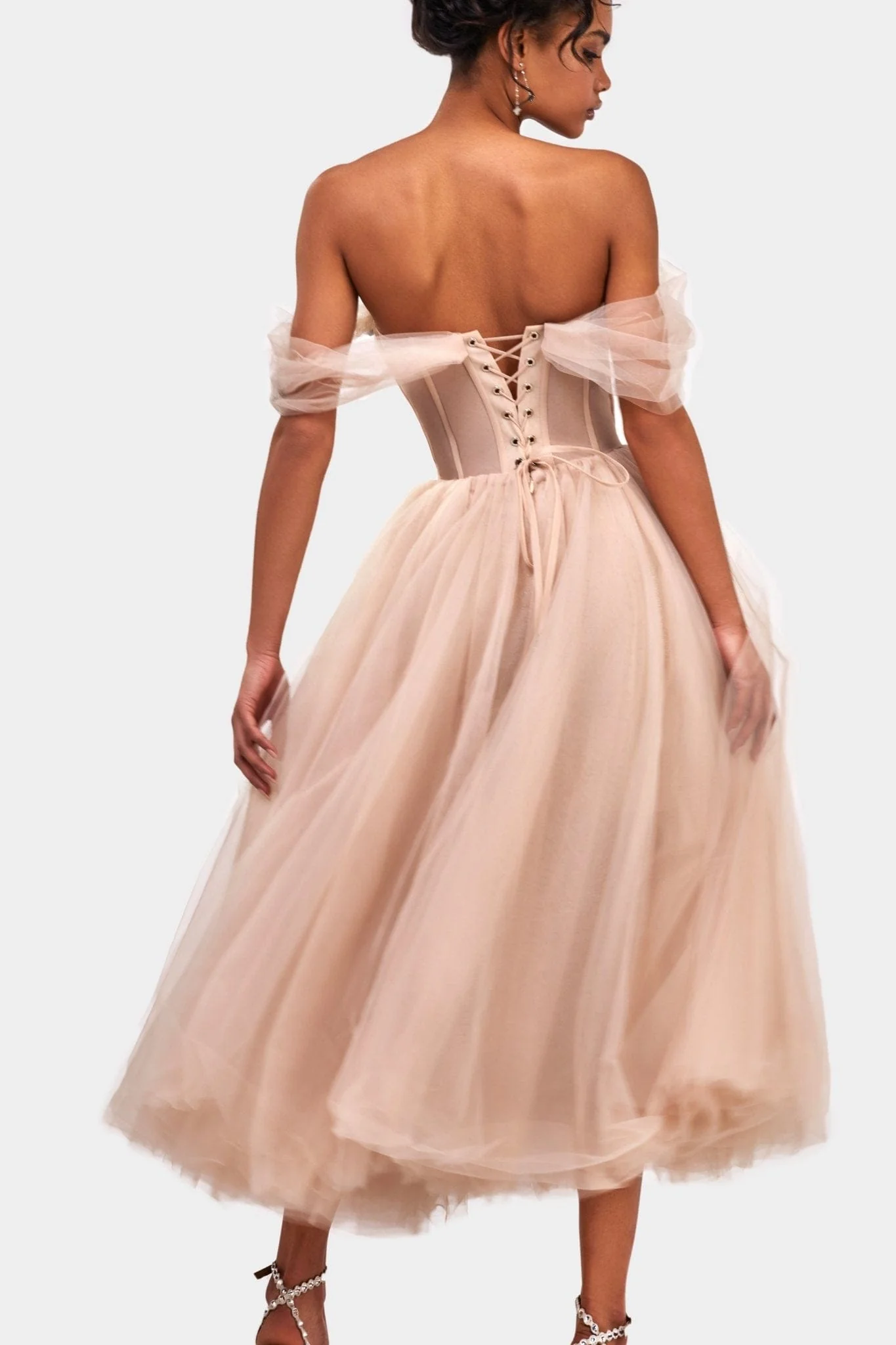 Off-the-shoulder midi gown with the tender embellishment - Image 3