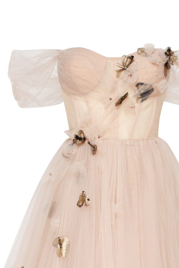 Off-the-shoulder midi gown with the tender embellishment - Image 5