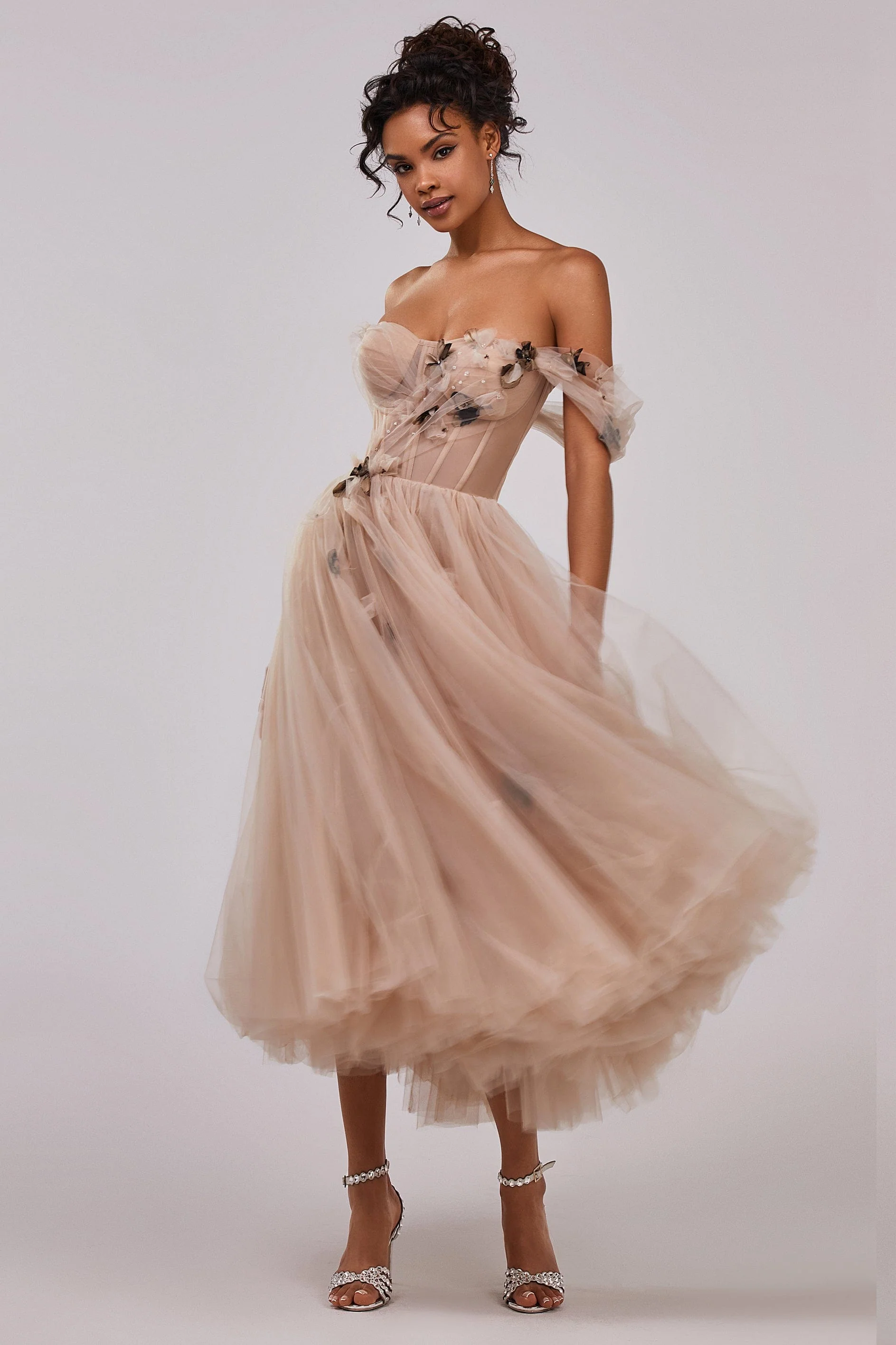 Off-the-shoulder midi gown with the tender embellishment - Image 6