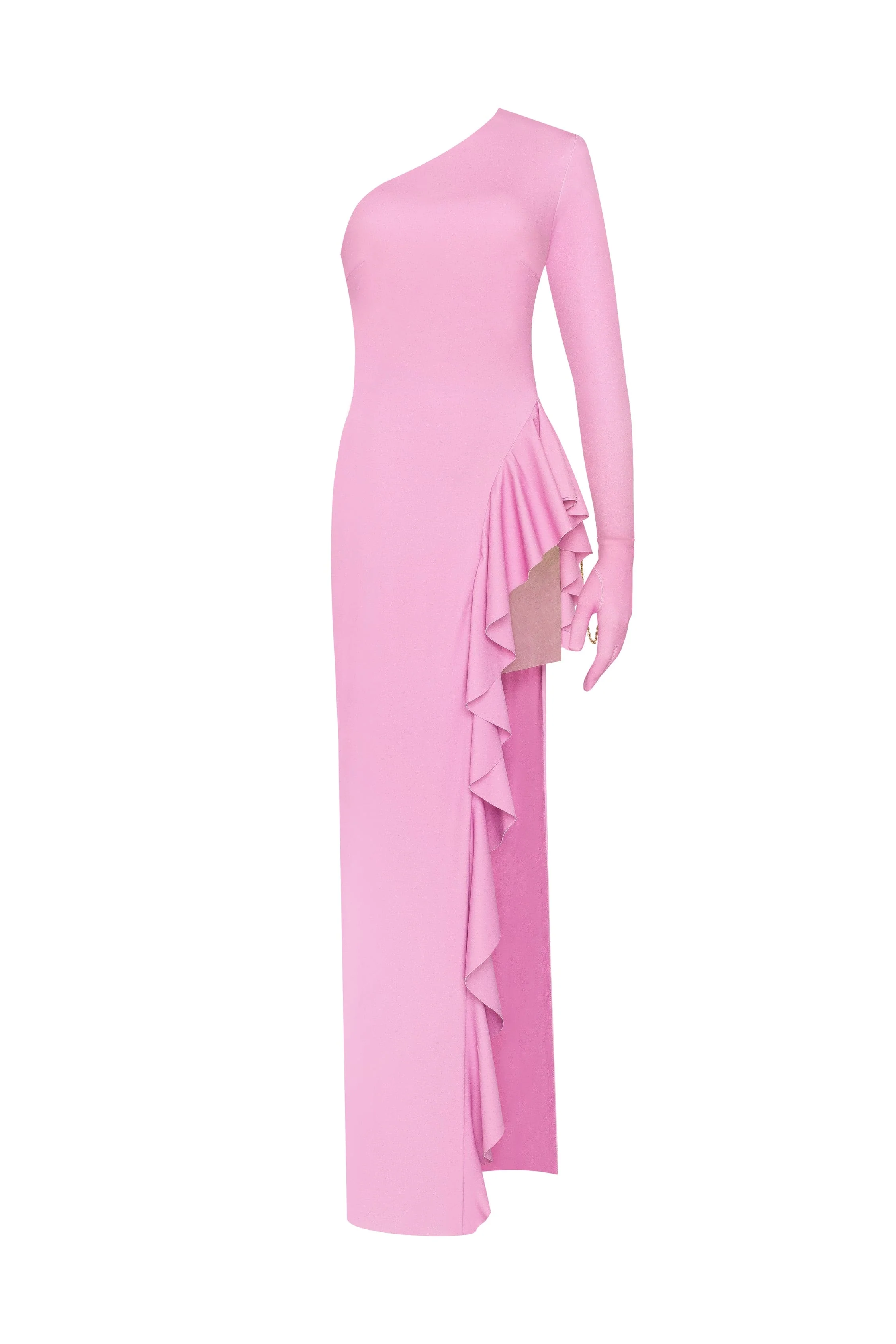 One-shoulder ruffle-trimmed maxi dress in pink, Xo Xo - Image 2