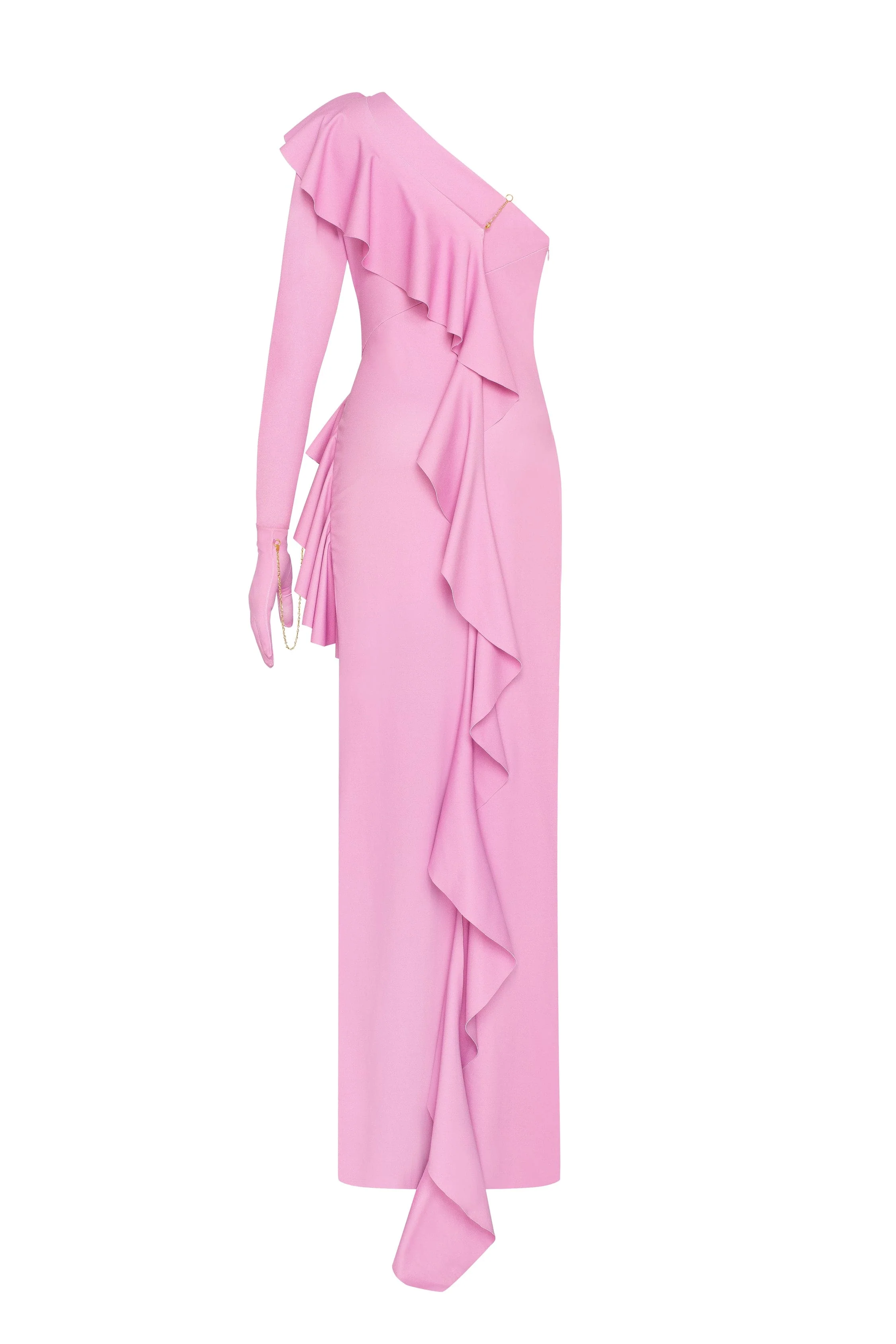 One-shoulder ruffle-trimmed maxi dress in pink, Xo Xo - Image 4