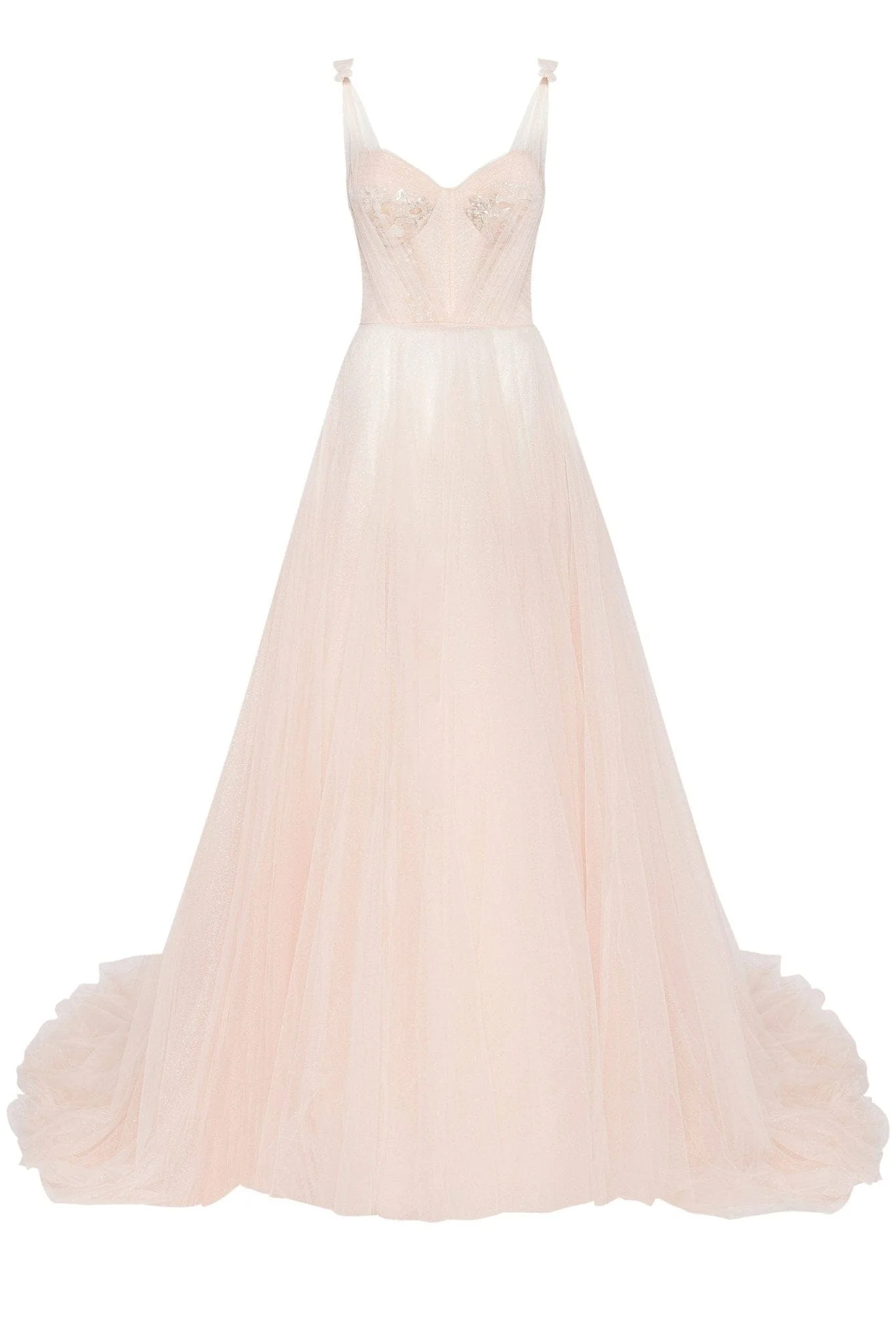 Peach Multi-Layered Tulle Gown - Image 2