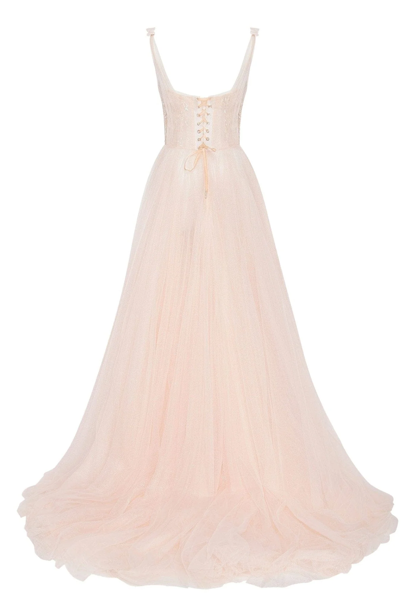 Peach Multi-Layered Tulle Gown - Image 4