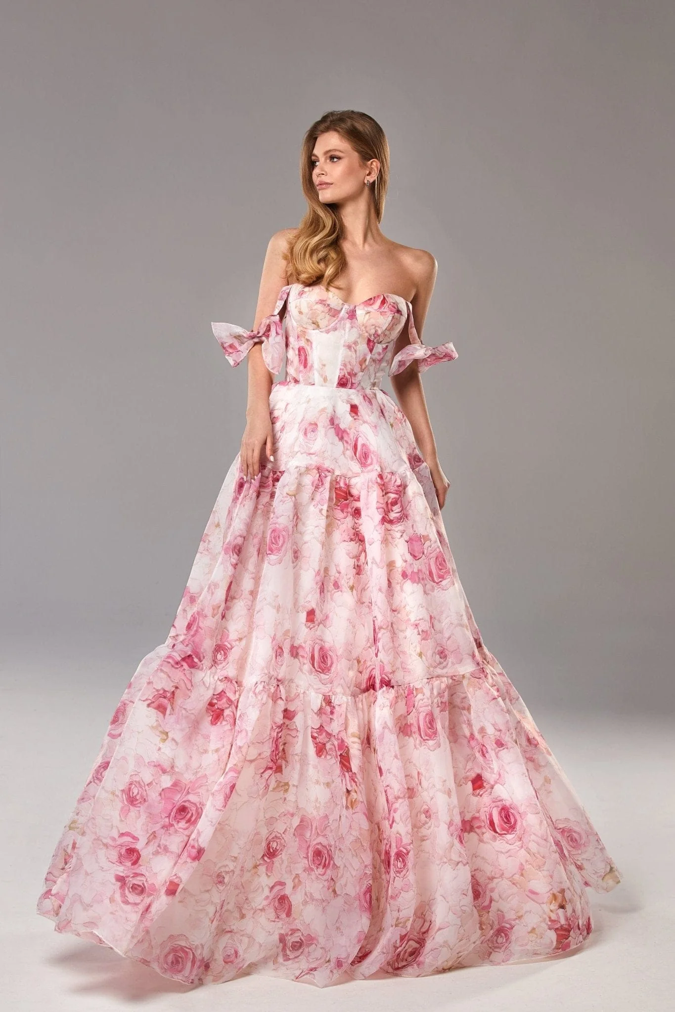 Pink Peony Tender floral maxi tie-strap dress