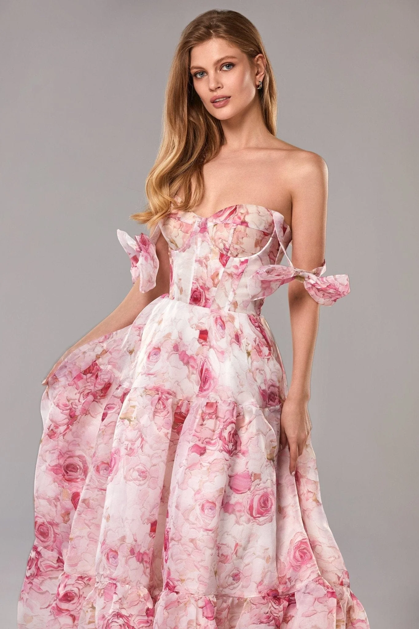 Pink Peony Tender floral maxi tie-strap dress - Image 3