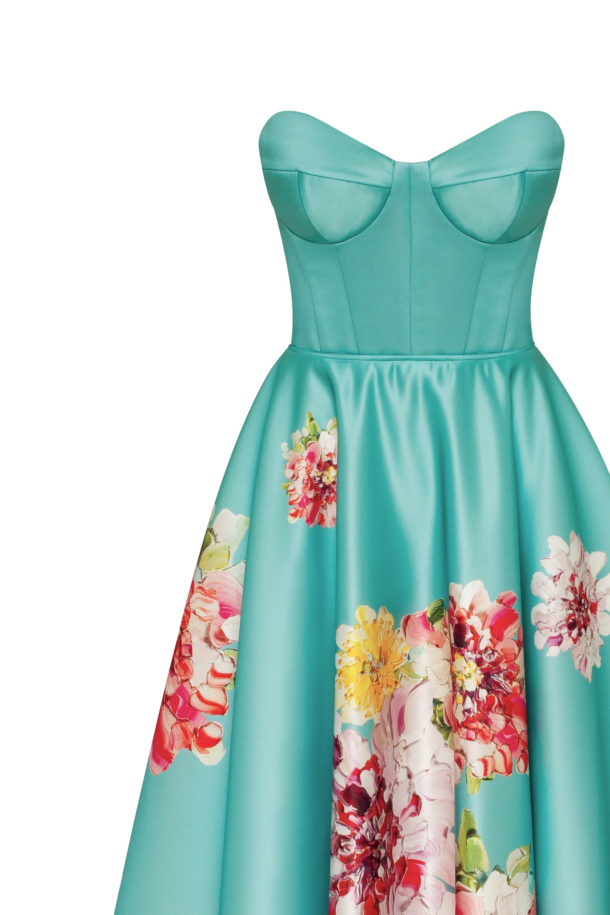 Playful aquamarine floral midi dress with bow, Glow-Up - Image 10