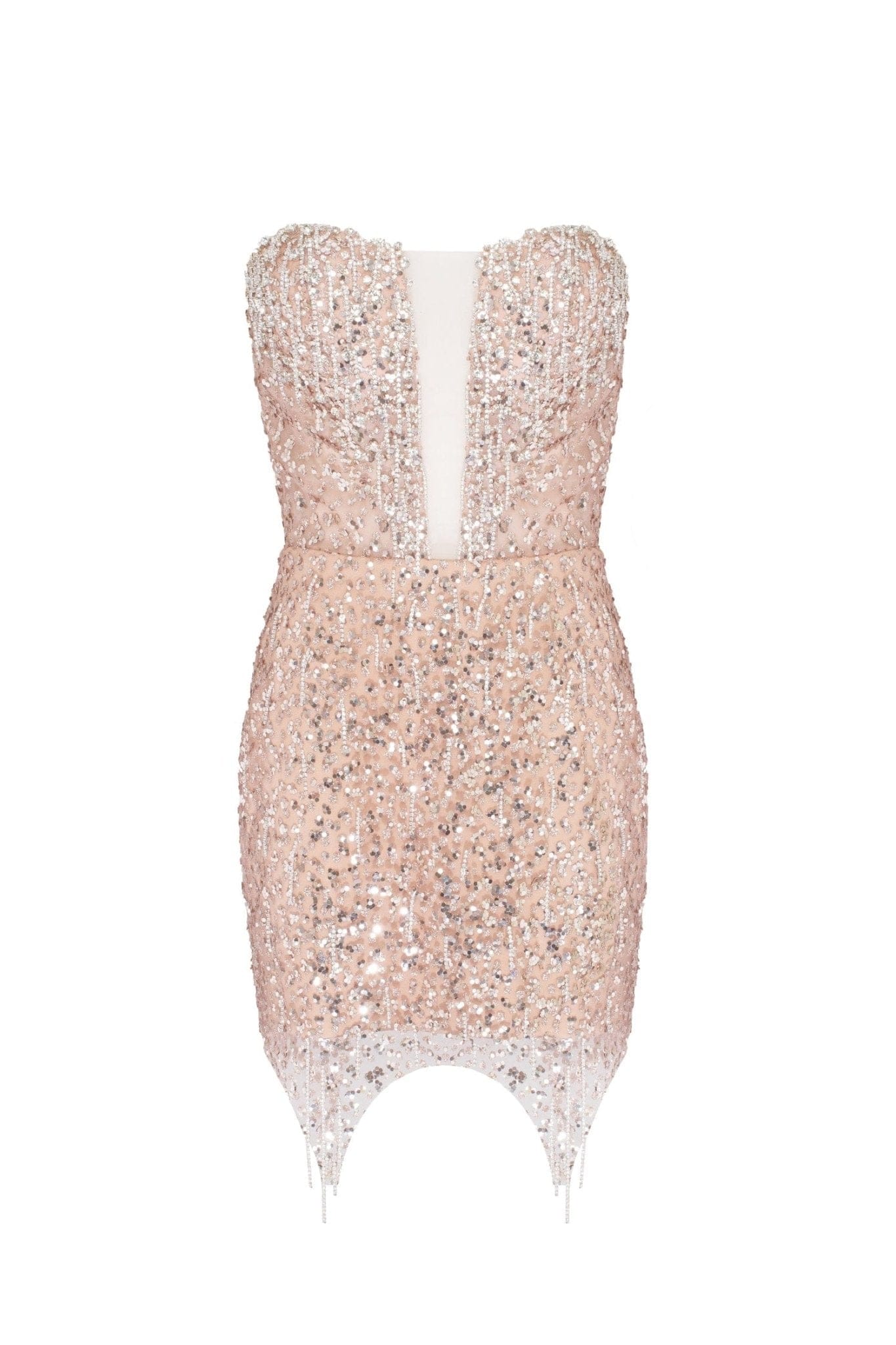 Radiant mini dress in gold with a plunging neckline - Image 2