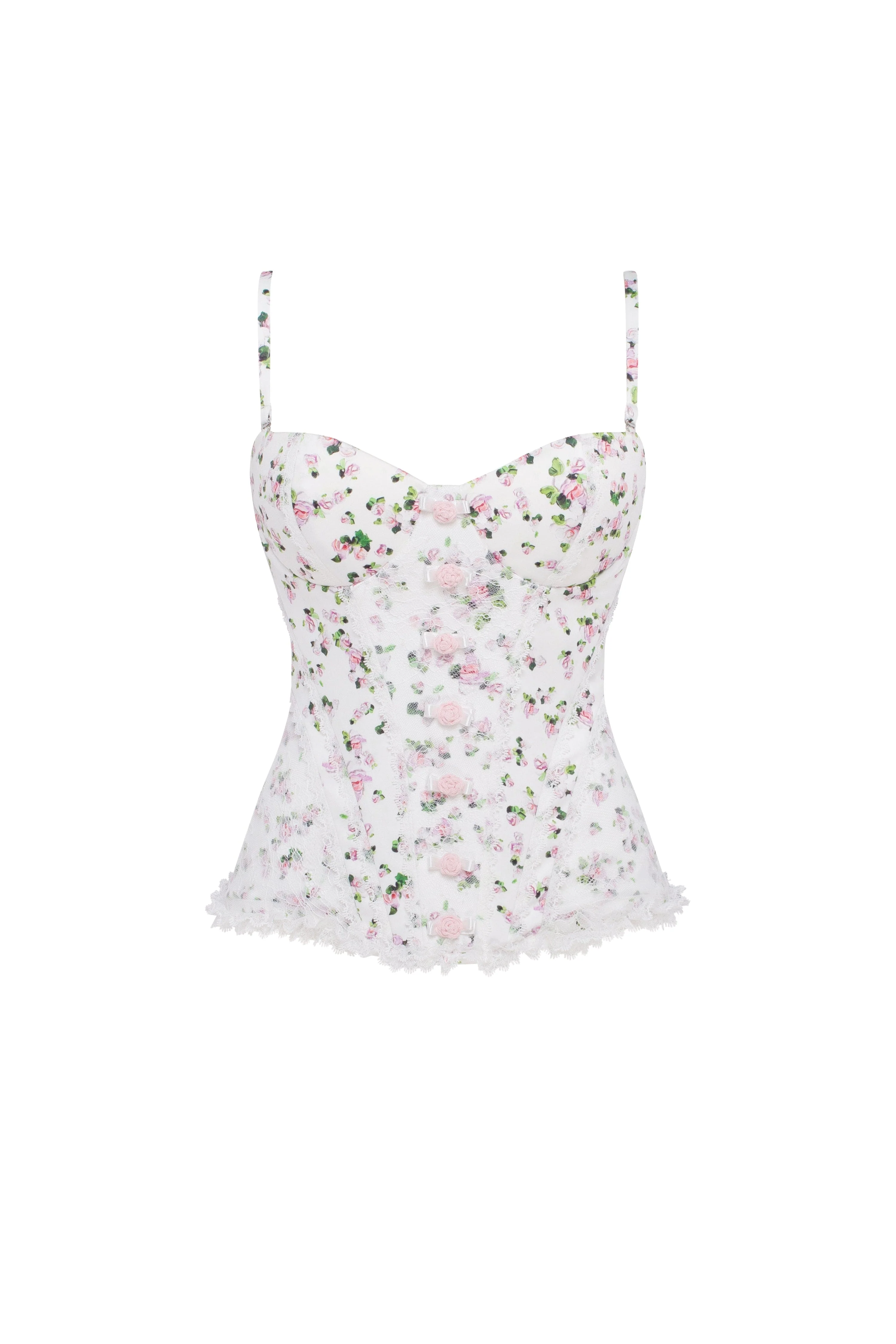 Romantic apple blossom corset with rosebud appliques - Image 2