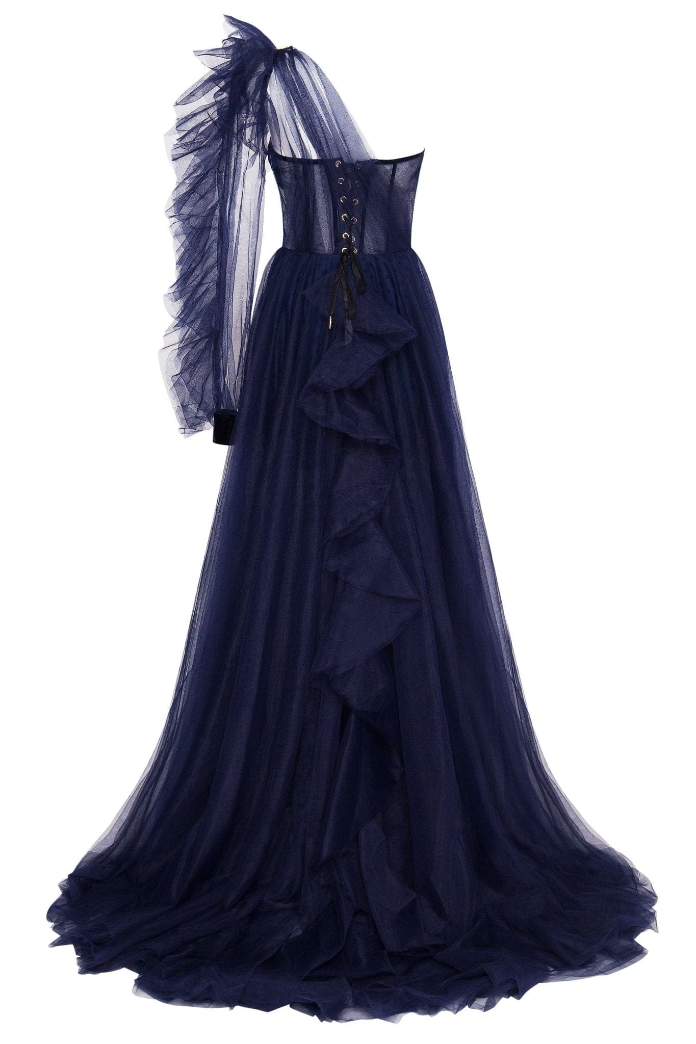 Royal Navy tulle gown with detachable sleeve - Image 4