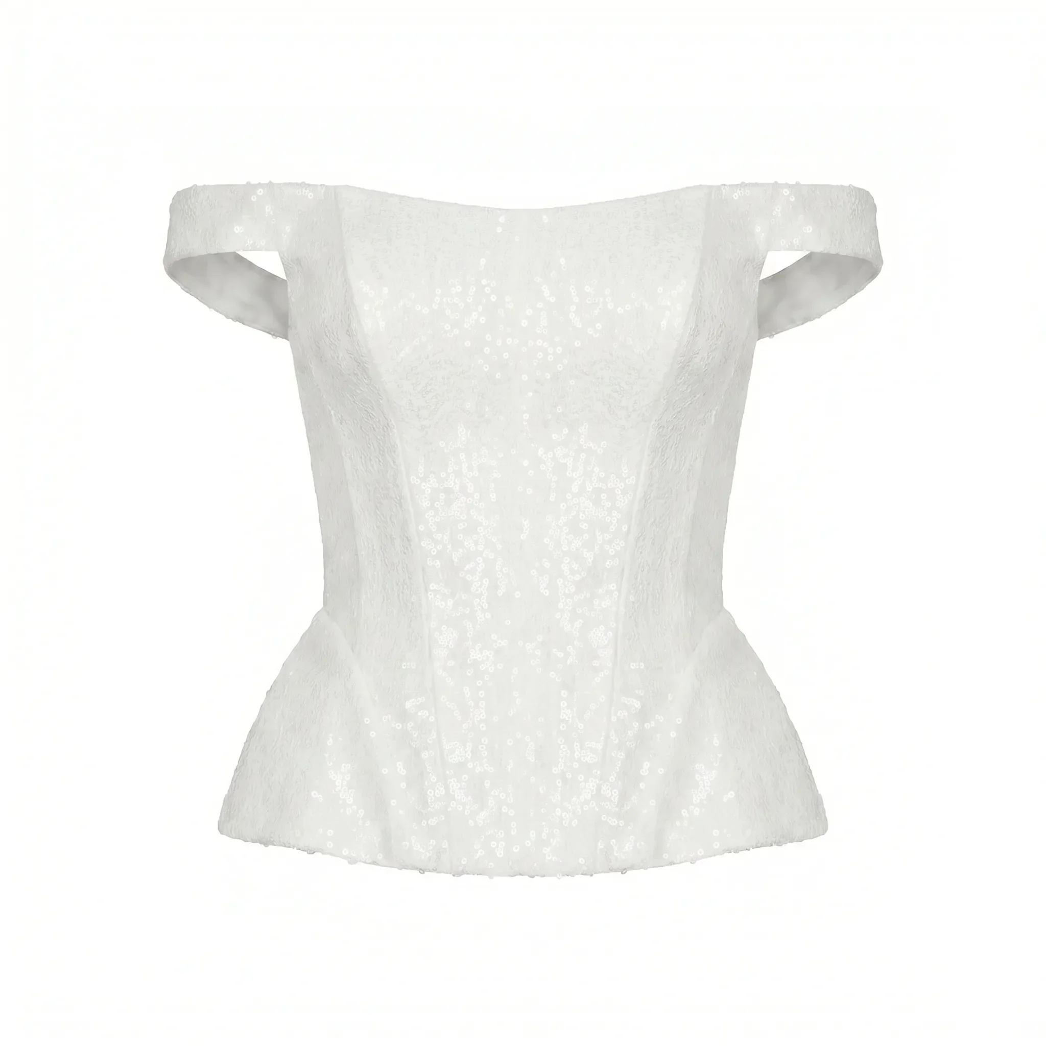 Satin Ivory Corset with Sequins - Image 2