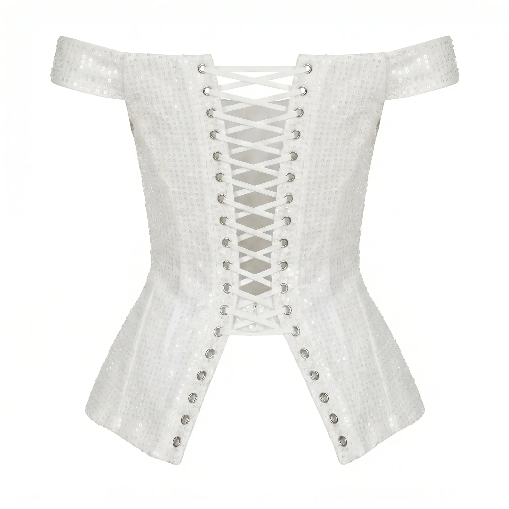 Satin Ivory Corset with Sequins - Image 4