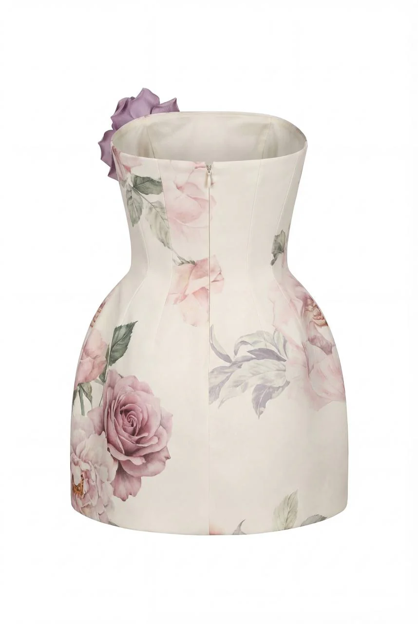 Satin Mini Dress with Artist Print - Image 4