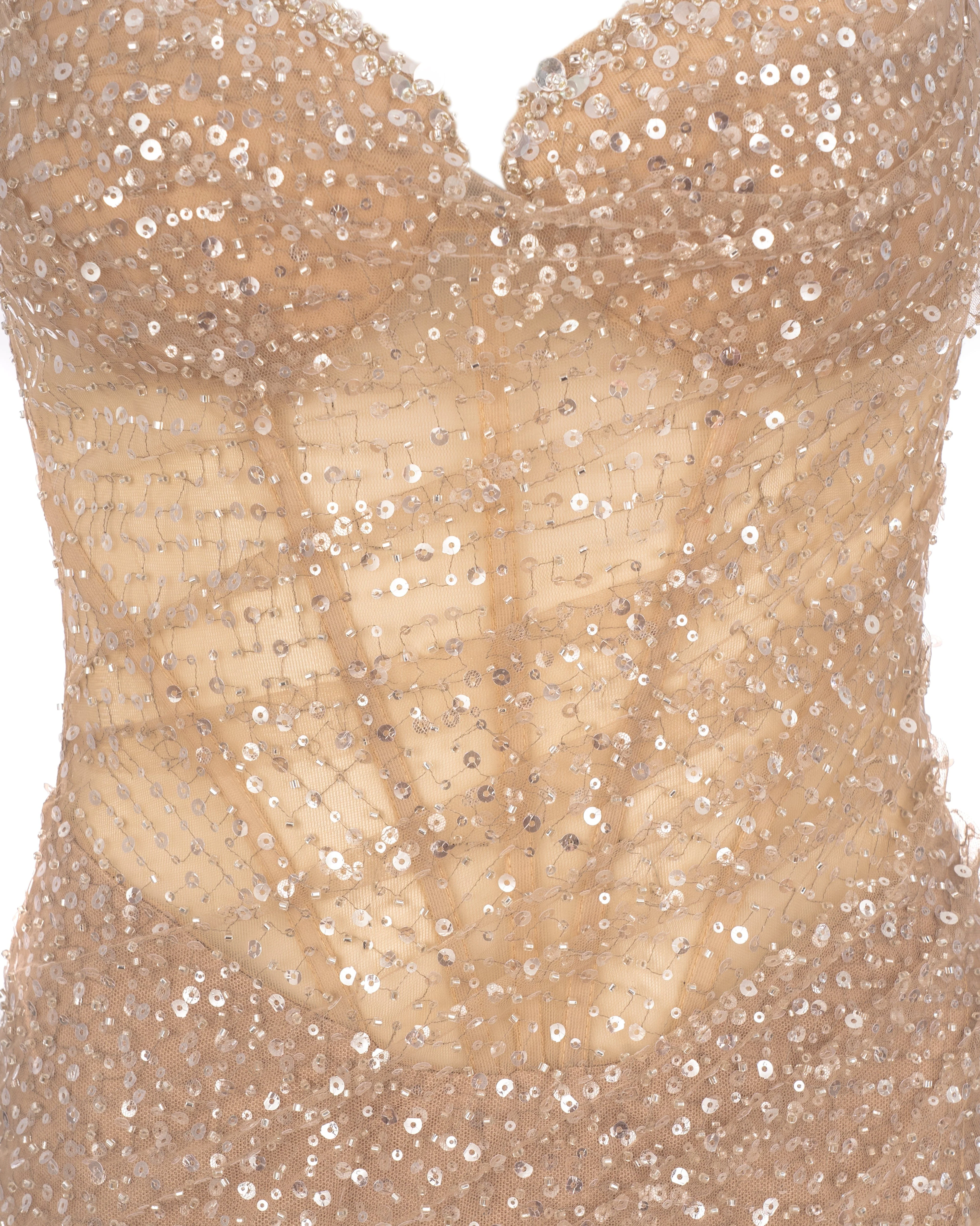 Sensational champagne gold crystal-embellished maxi dress on spaghetti straps - Image 6