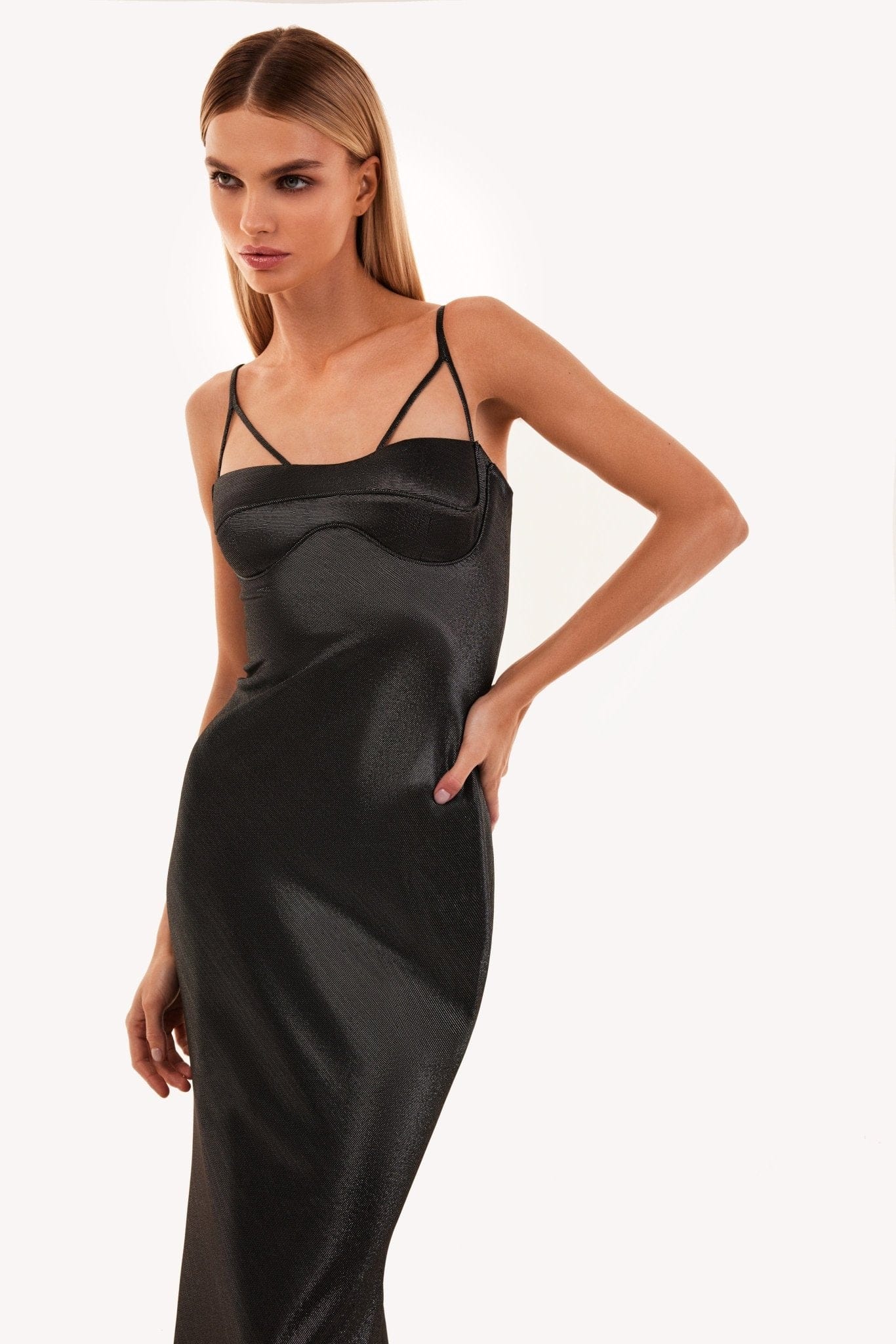 Shimmering graphite maxi dress - Image 5