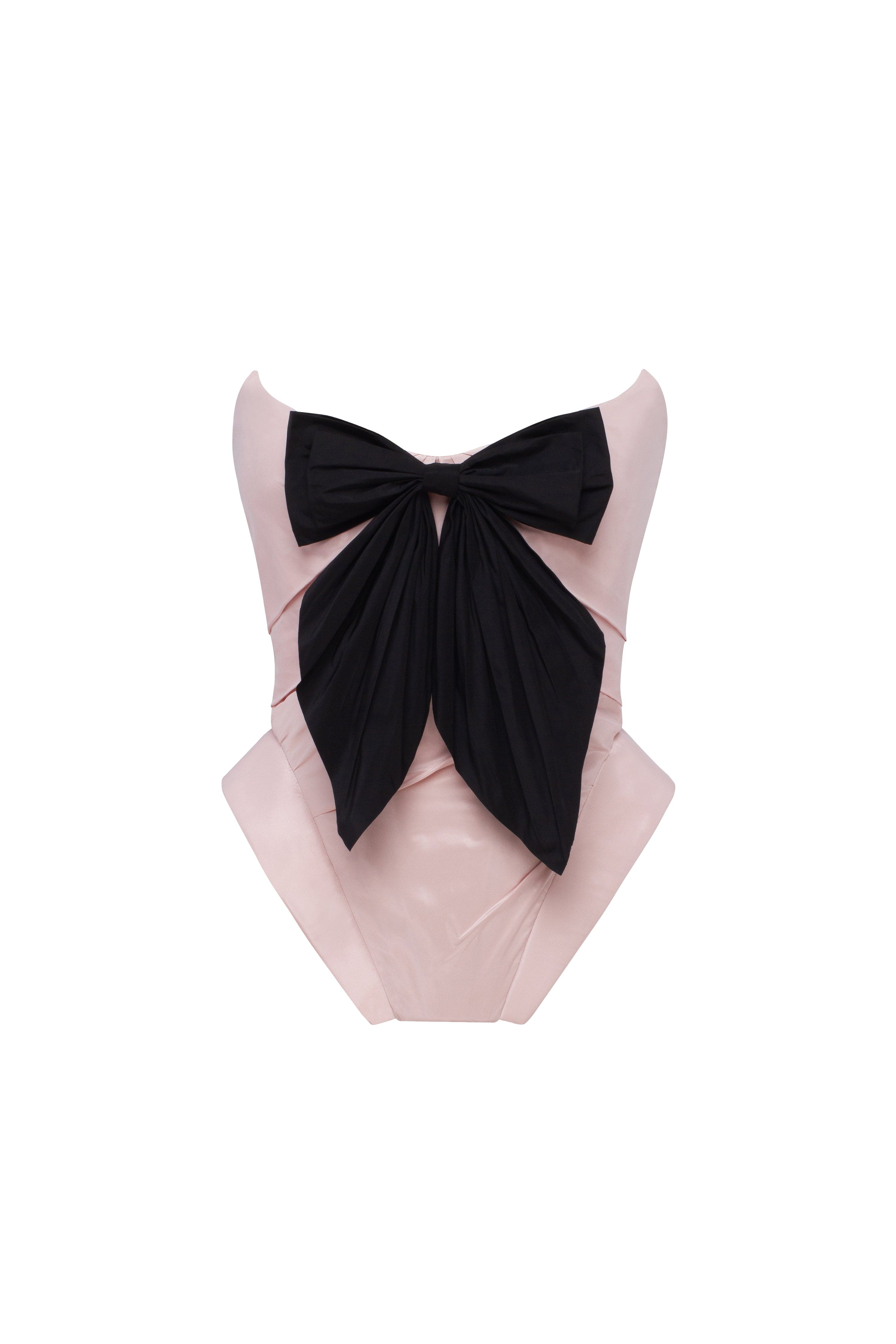 Sleeveless pink corset with detachable bow, Parisienne - Image 2