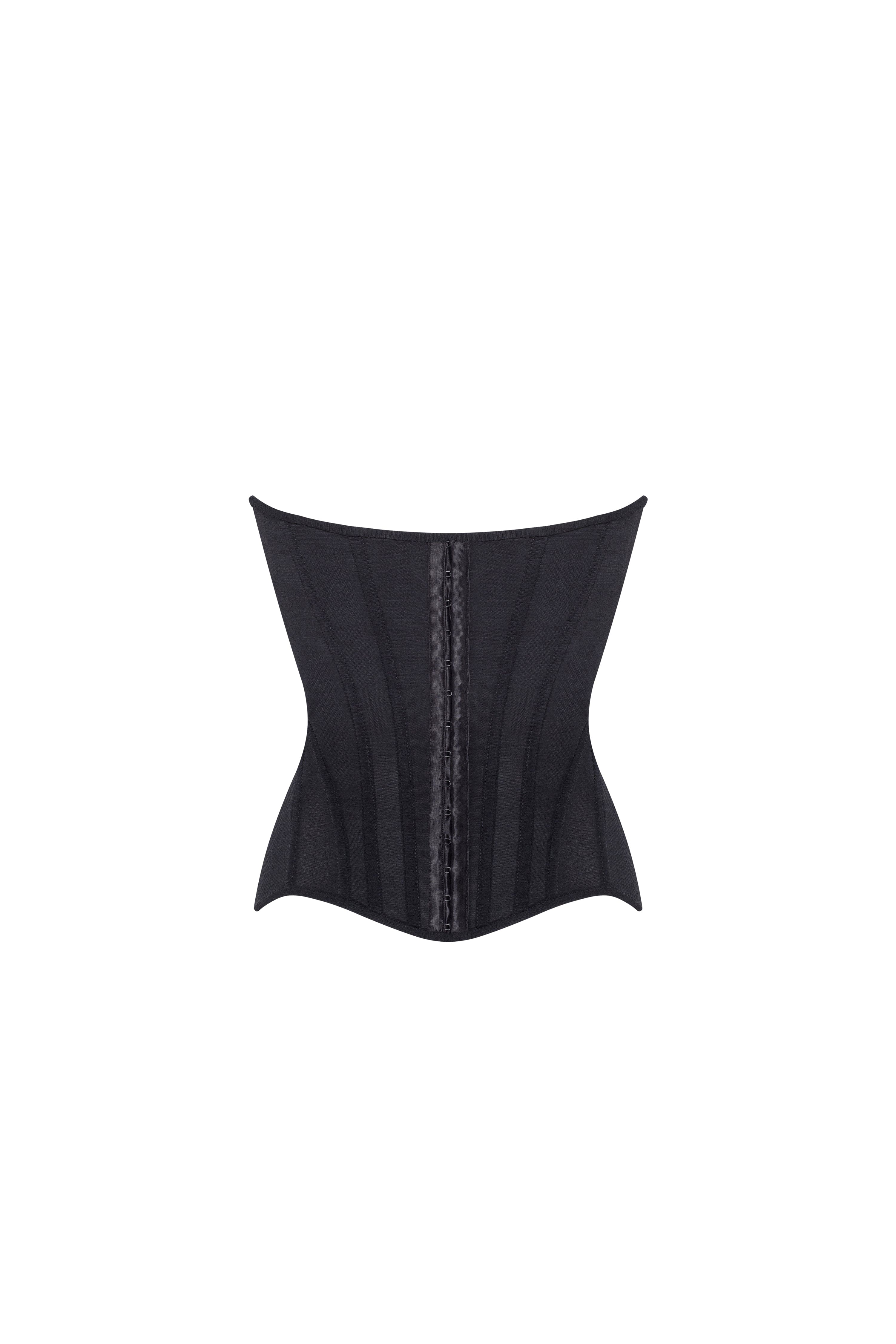 Smart heart-shaped low-waist black fitted corset, Midnight Walk - Image 4