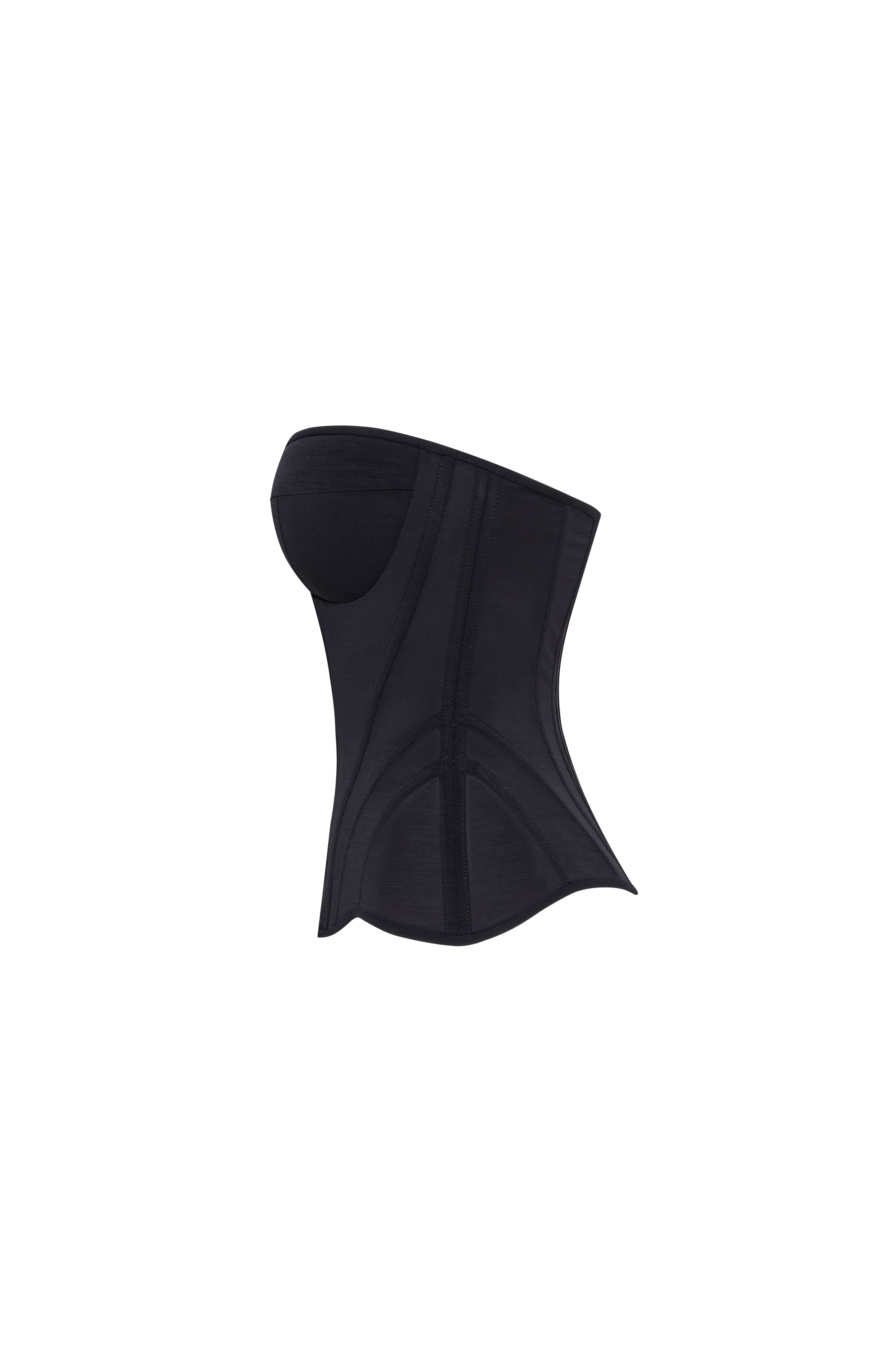 Smart heart-shaped low-waist black fitted corset, Midnight Walk - Image 6