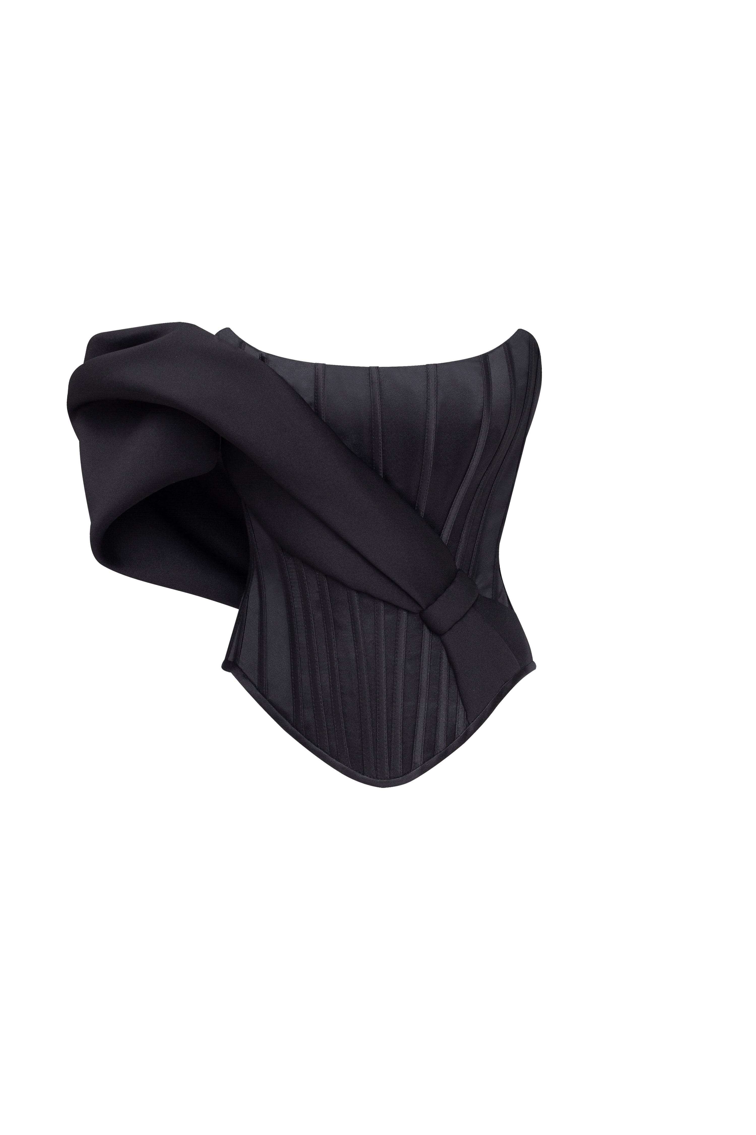 Spectacular structured boned corset in black, Midnight Walk - Image 2
