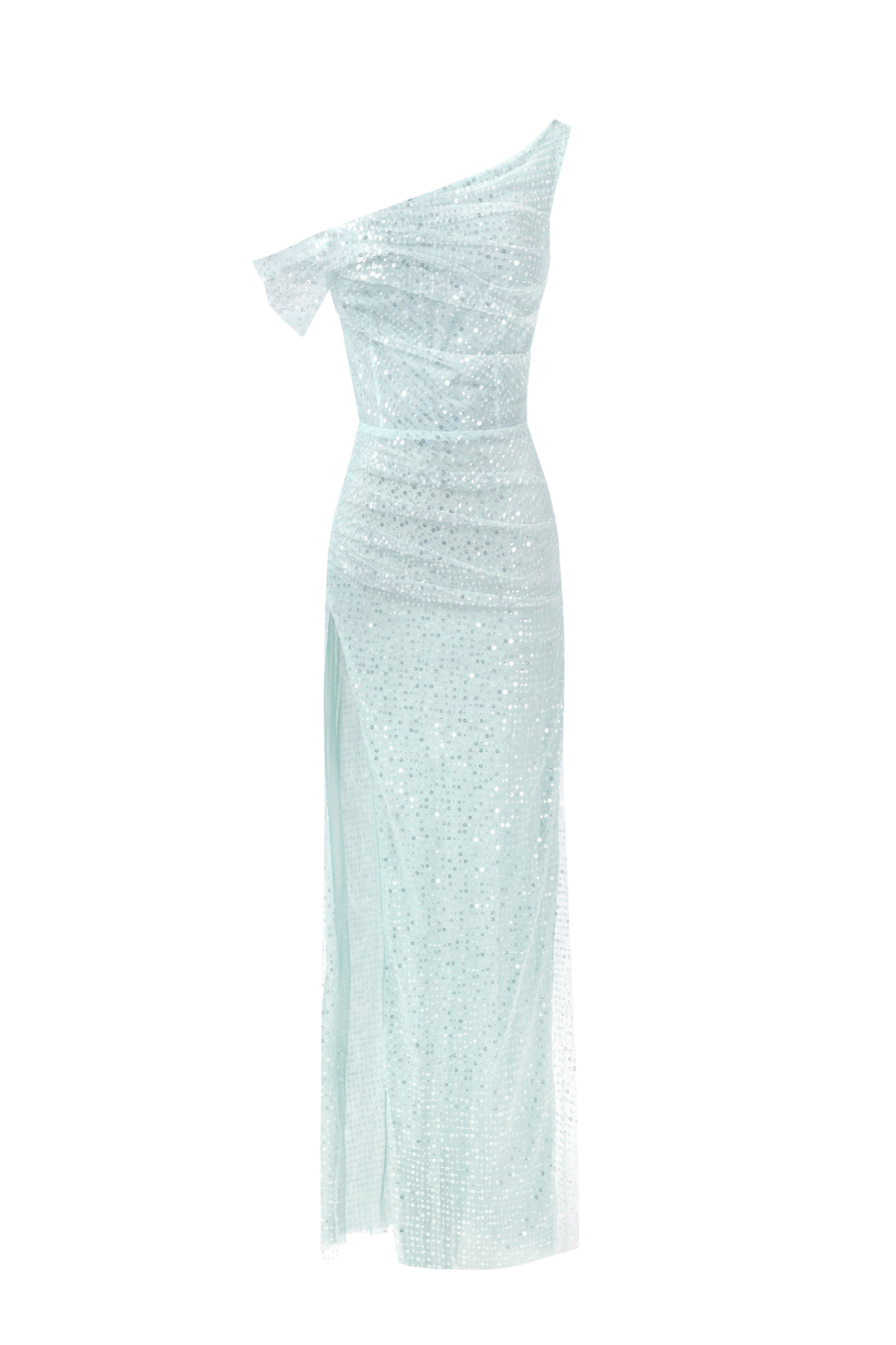 Striking sequined maxi dress in mint green - Image 2