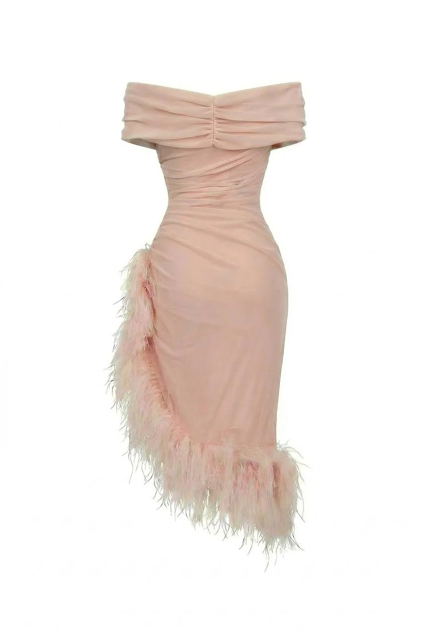Velvet Dress with Feathers - Image 4
