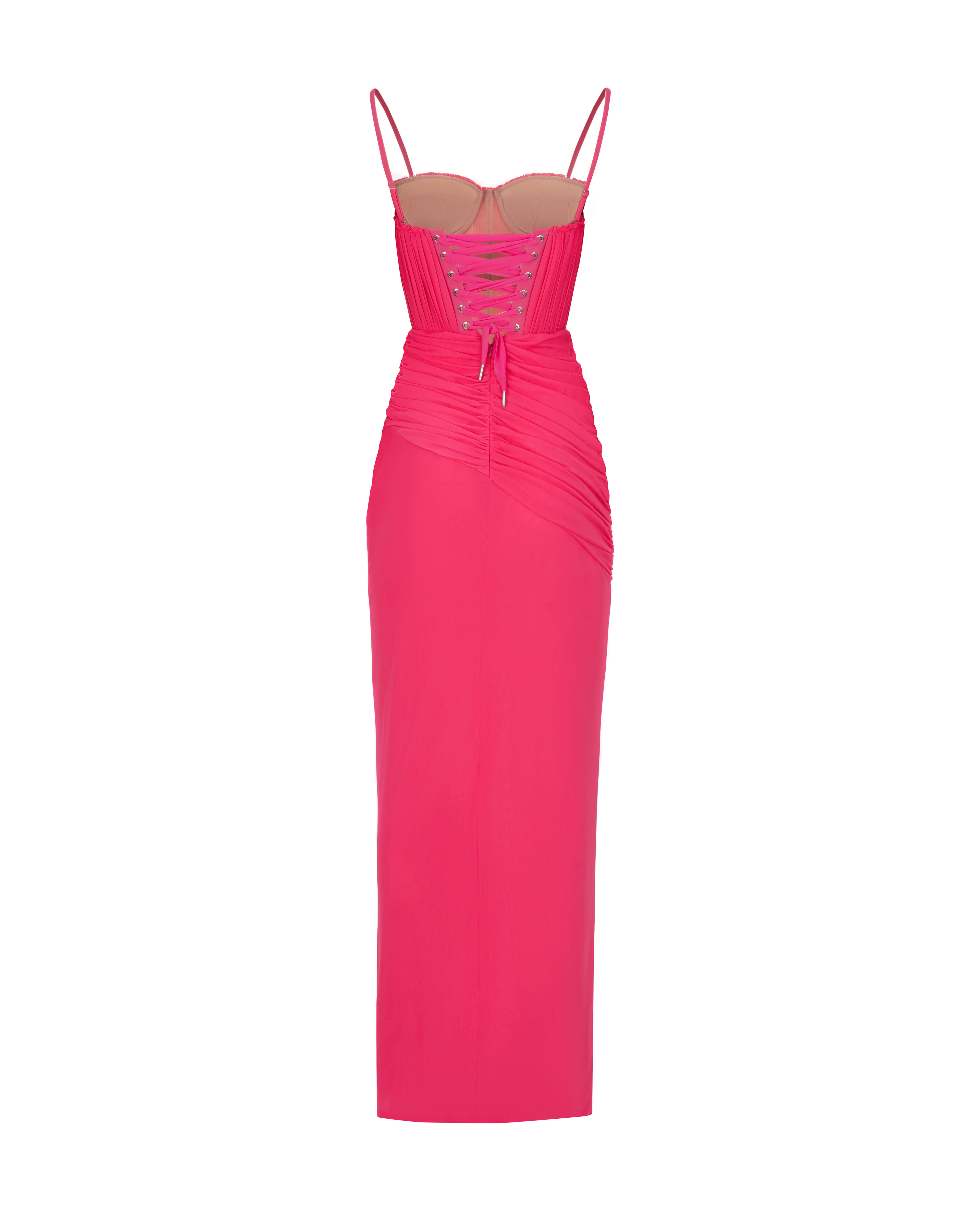 Vibrant pink bustier maxi dress - Image 4