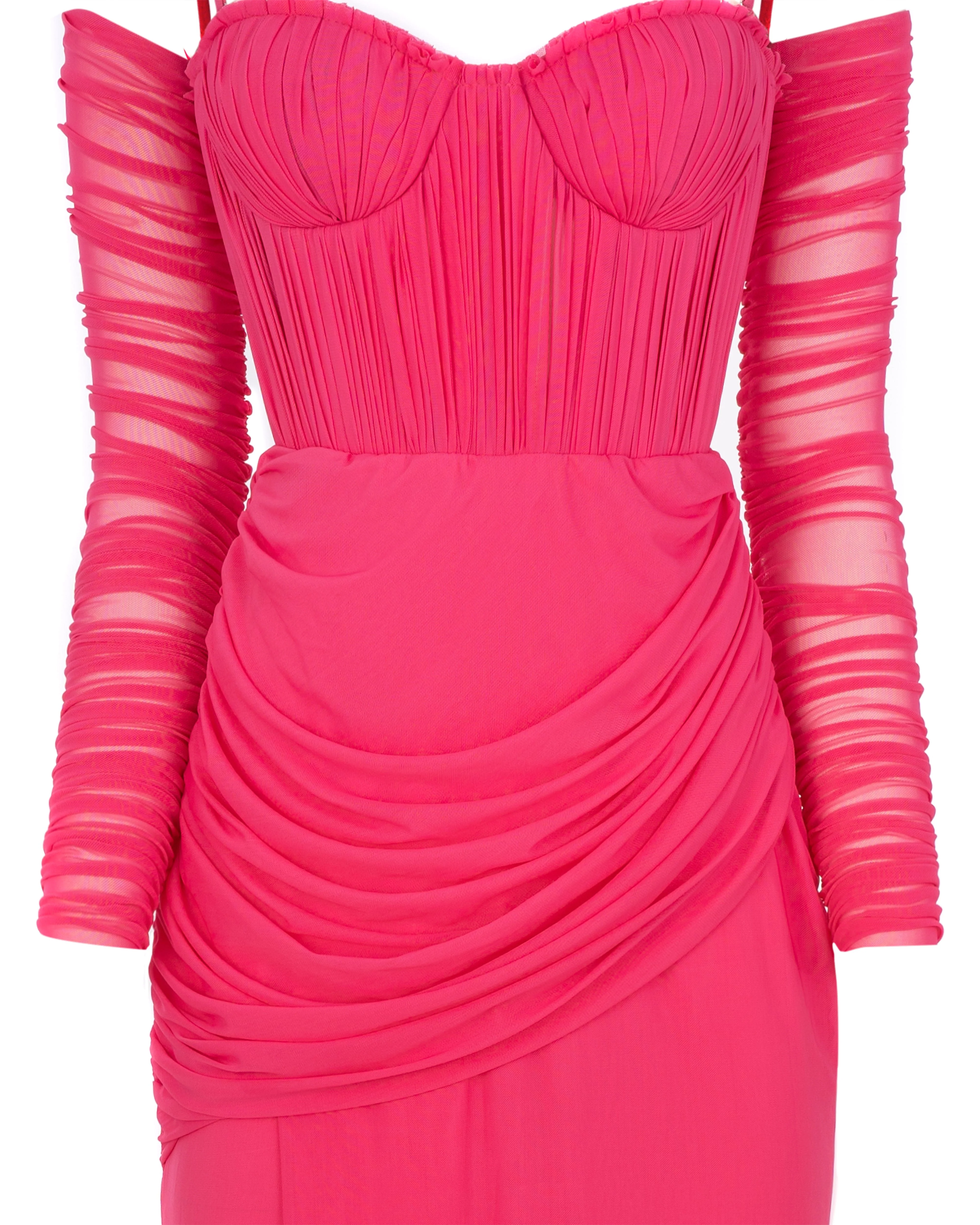 Vibrant pink bustier maxi dress - Image 7