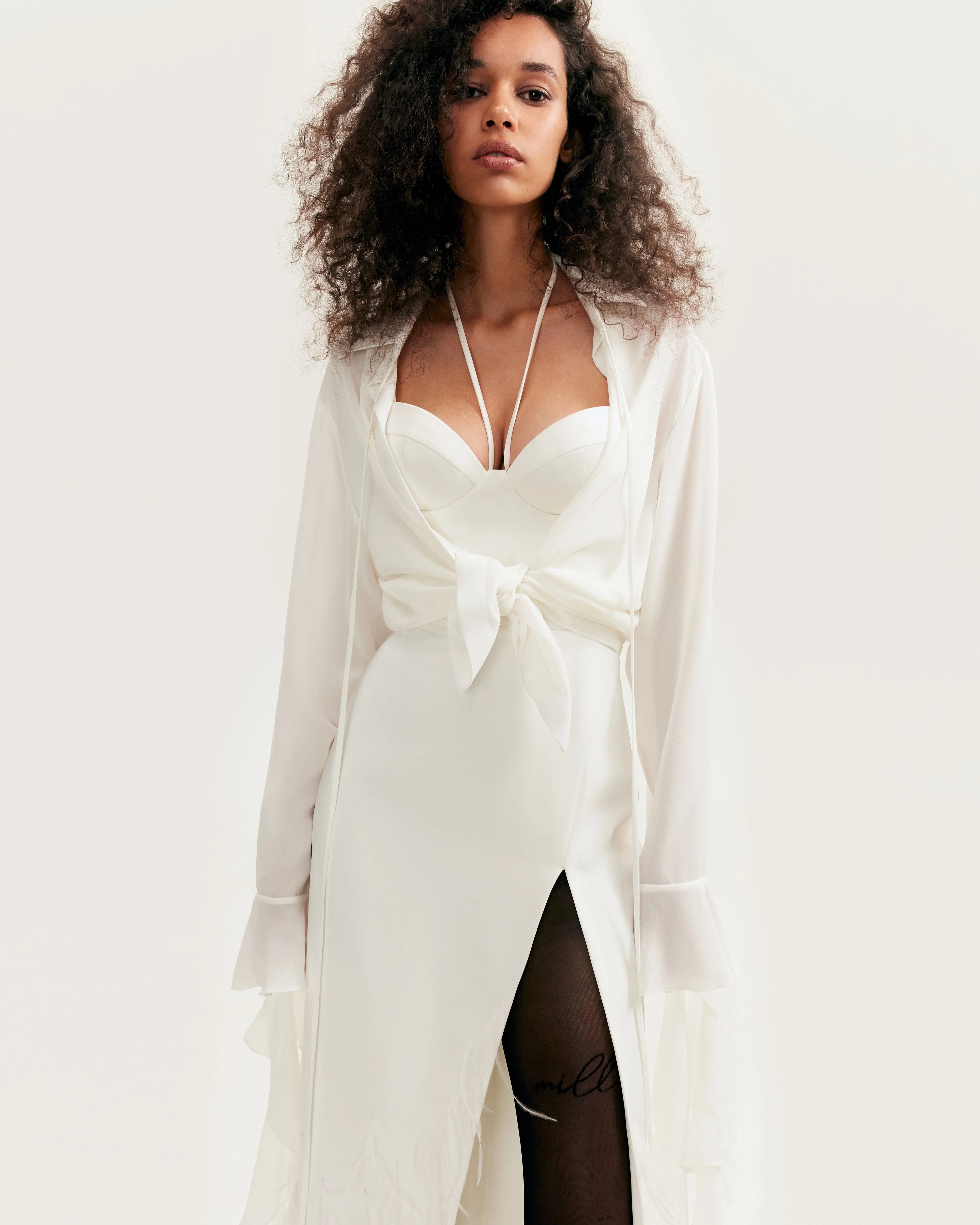 White cocktail dress decorated with feathers, Xo Xo - Image 5