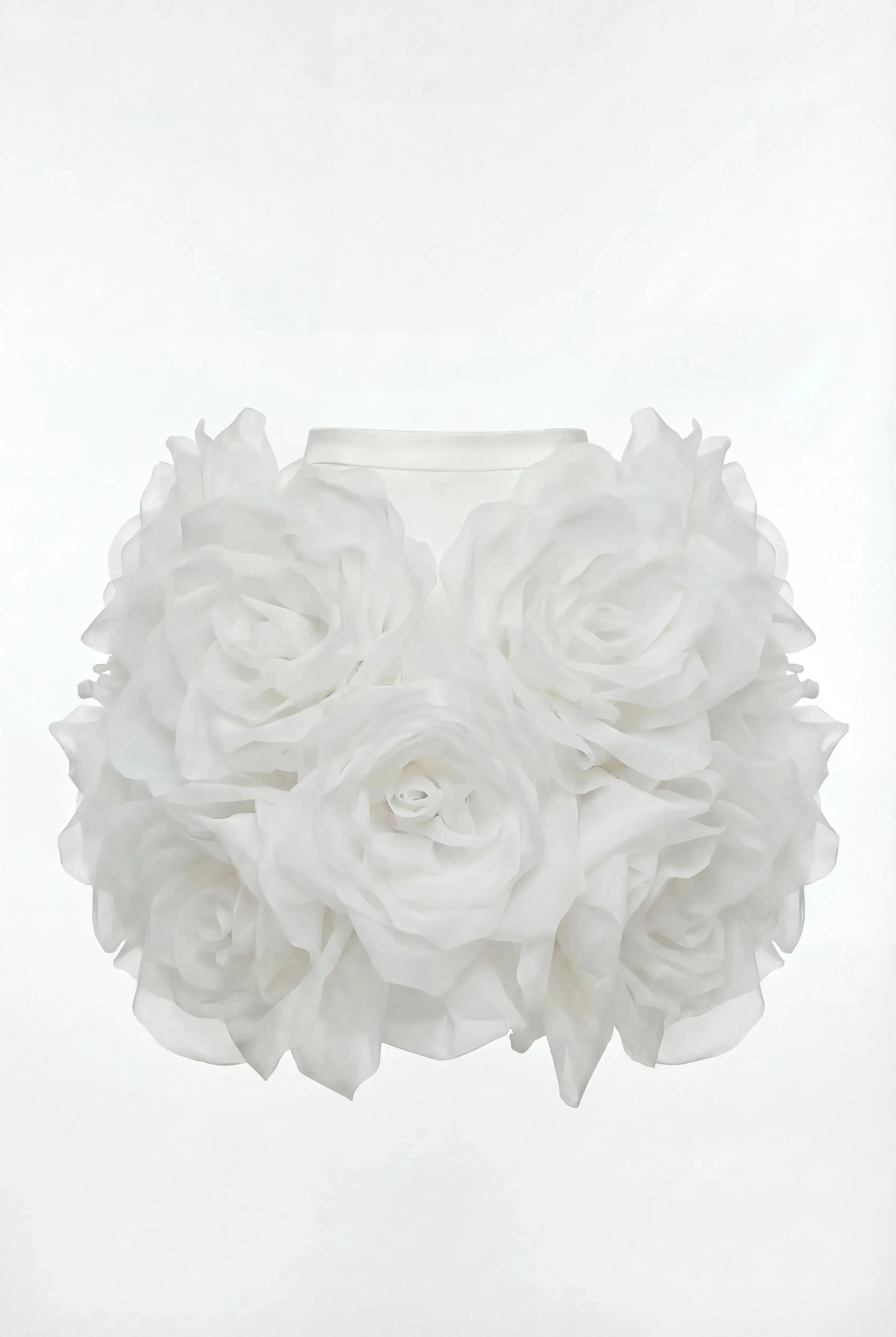 White Mini Skirt with Organza Flowers - Image 2