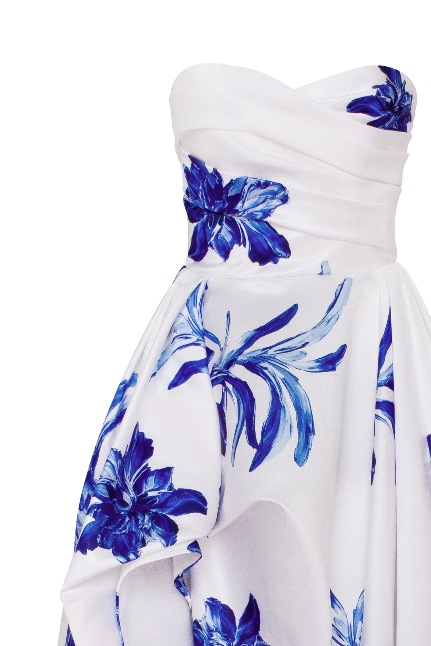 Wonderful white A-line maxi dress with blue flowers, Glow-Up - Image 6